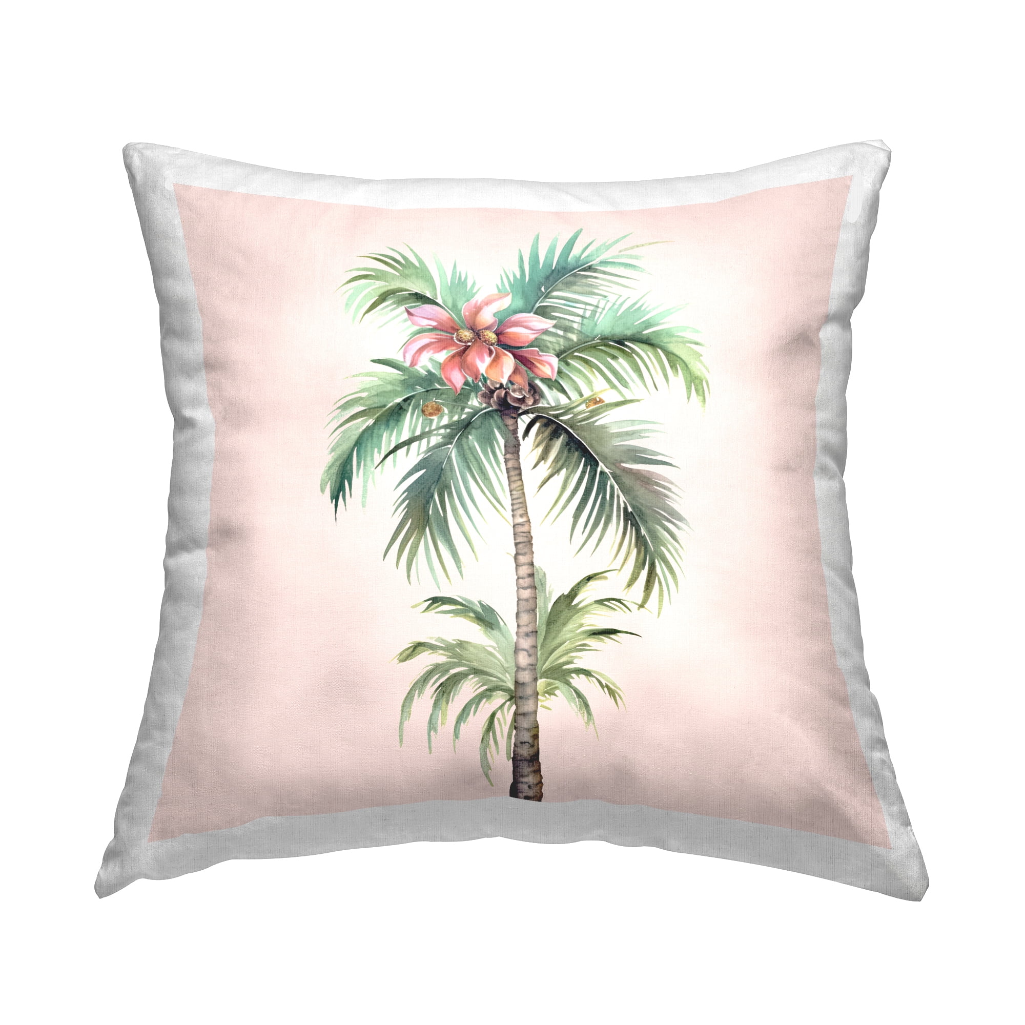 Stupell Industries Palm Tree & Hibiscus Decorative Printed Throw Pillow, 18 x 18