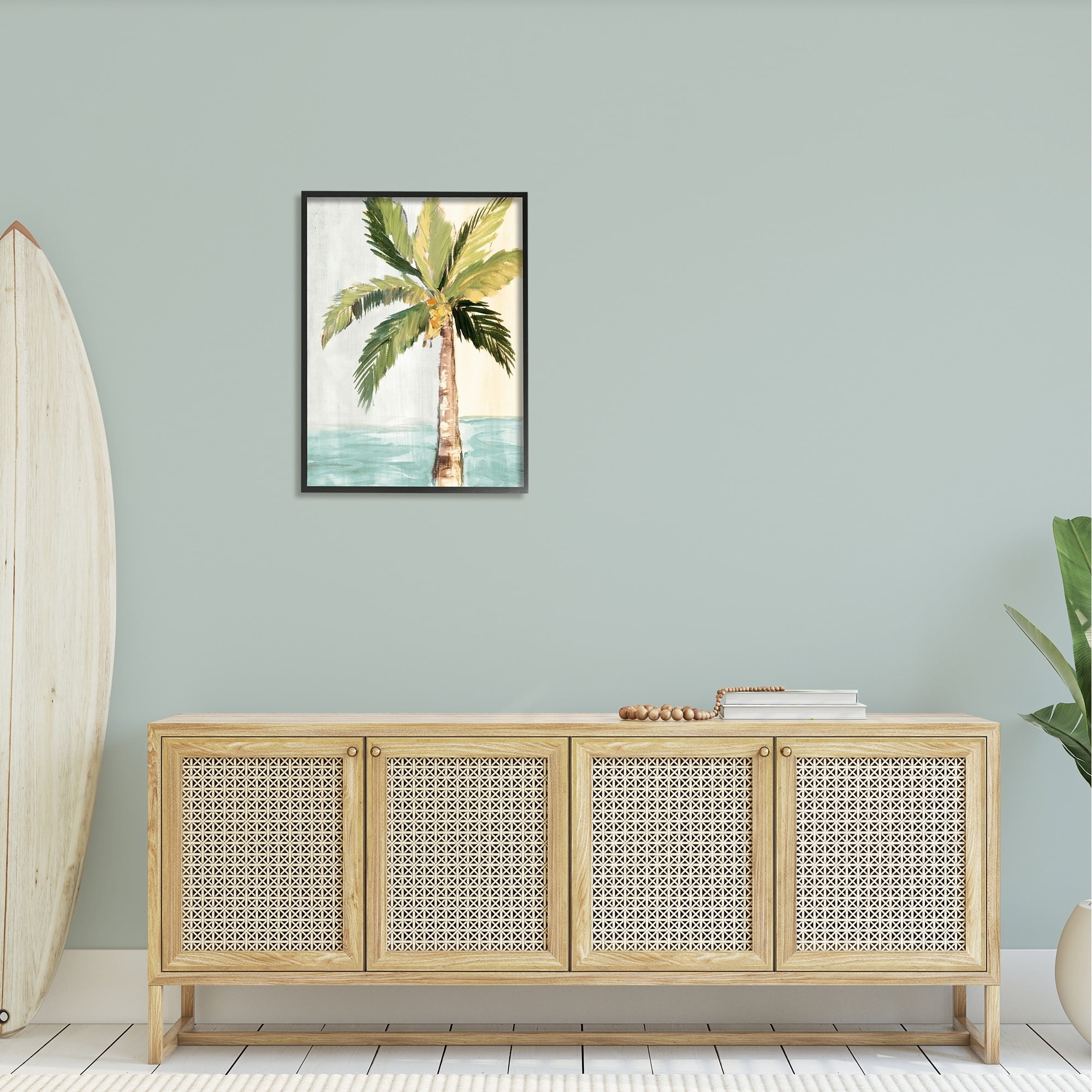 Stupell Industries Palm Tree Leaves Tropical Summer Breeze Beach Framed Wall Art, 24 x 30, Design by Robin Maria