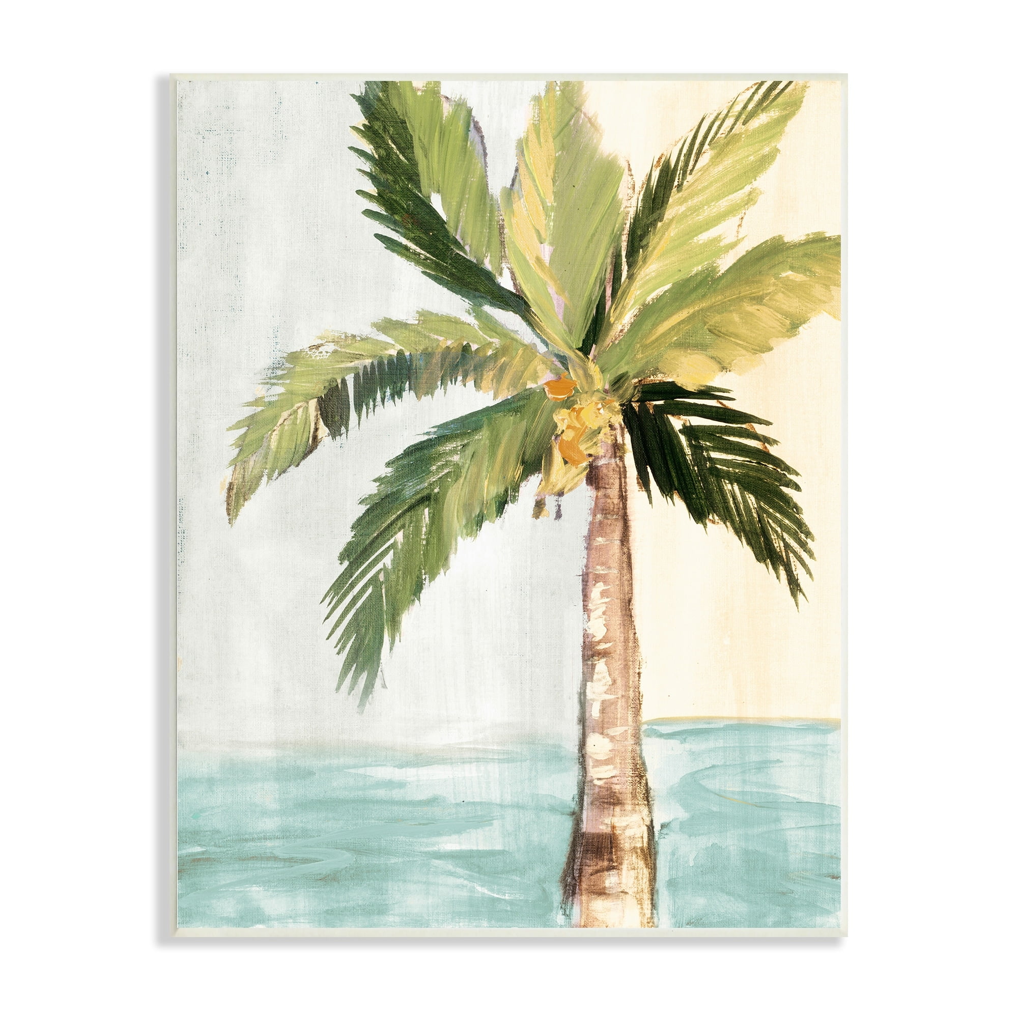 Stupell Industries Palm Tree Leaves Tropical Summer Breeze Beach Wood Wall Art, 13 x 19, Design by Robin Maria