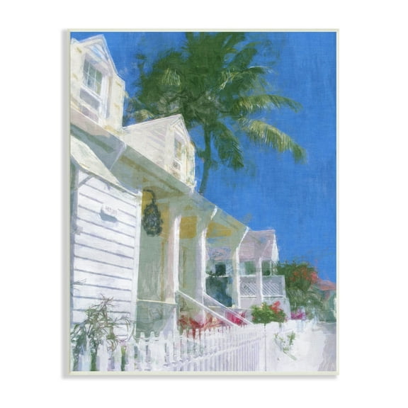 Stupell Industries Palm Tree Looming White Summer Villa Cottage Painting Unframed Art Print Wall Art, Design by Noah Bay