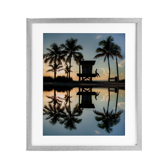Stupell Industries Palm Tree Reflection Gray Framed Print Under Glass, design by Jared Kreiss