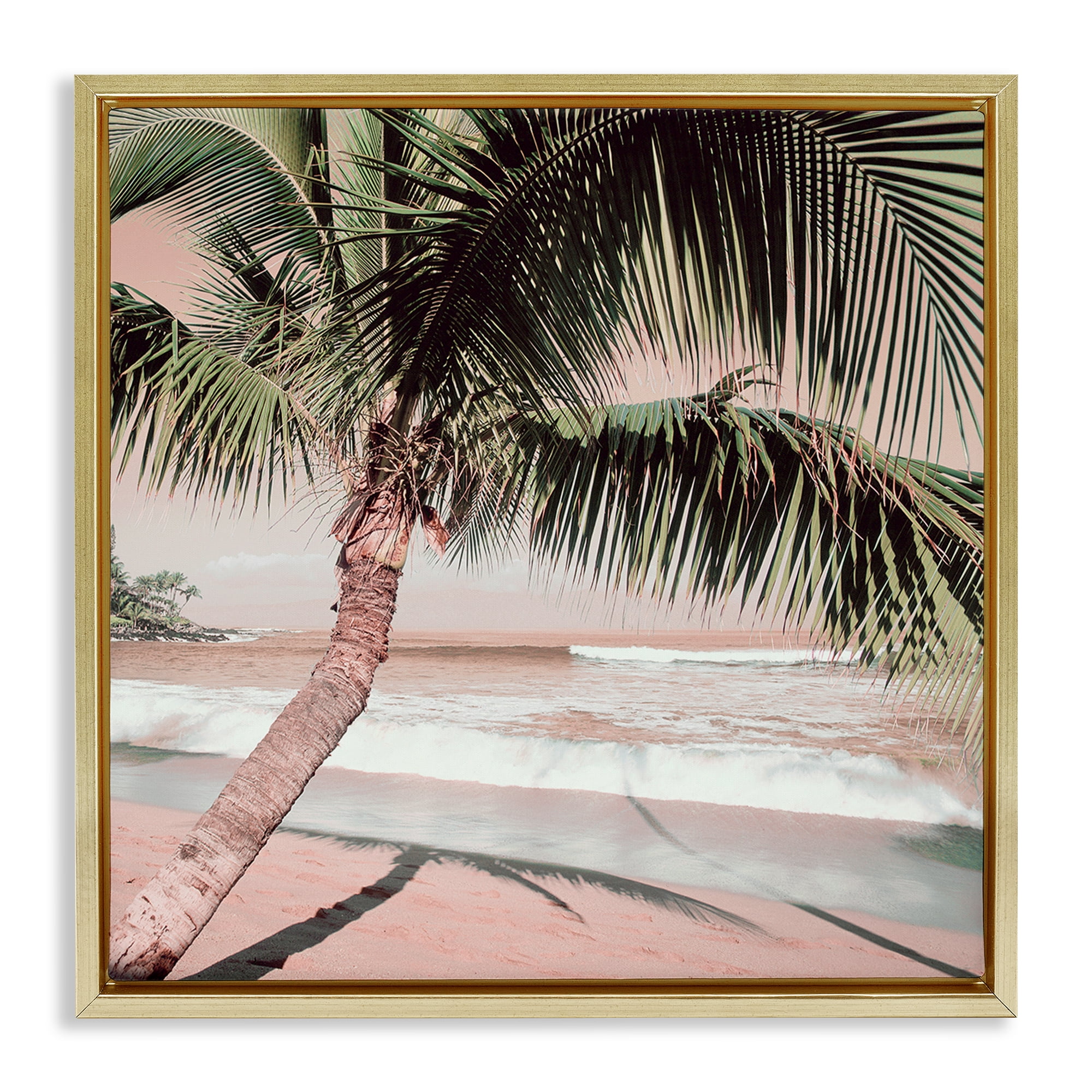 Stupell Industries Palm Tree Shadow Framed Canvas Art Print