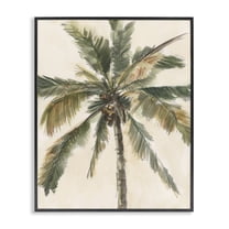 Stupell Industries Palm Tree on Beige Plants & Flowers Painting Black Framed Art Print Wall Art, 11 x 14