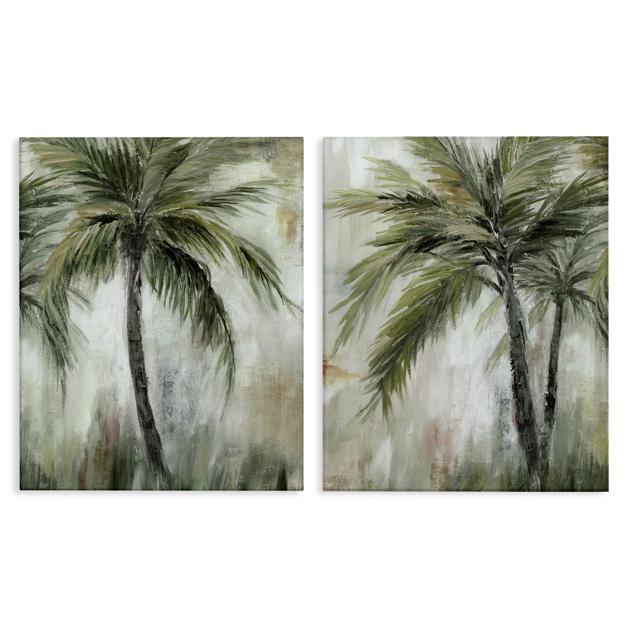Stupell Industries Palm Trees Impressions Plants & Flowers Painting Wrapped Canvas Art Print Wall Art, 16 x 20, Set of 2