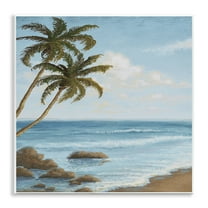 Stupell Industries Palm Trees Looming Beach Coastal Painting Unframed Art Print Wall Art, 12 x 12