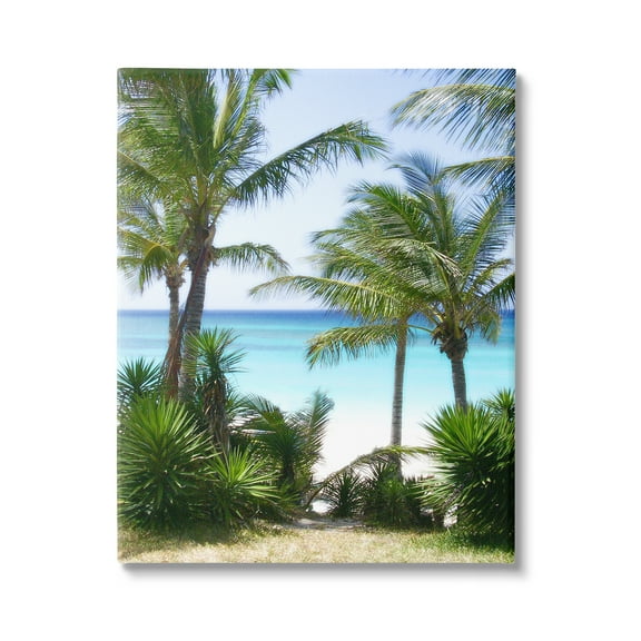 Stupell Industries Palm Trees Near Beach Nature Photography Gallery Wrapped Canvas Print Wall Art, 16 x 20