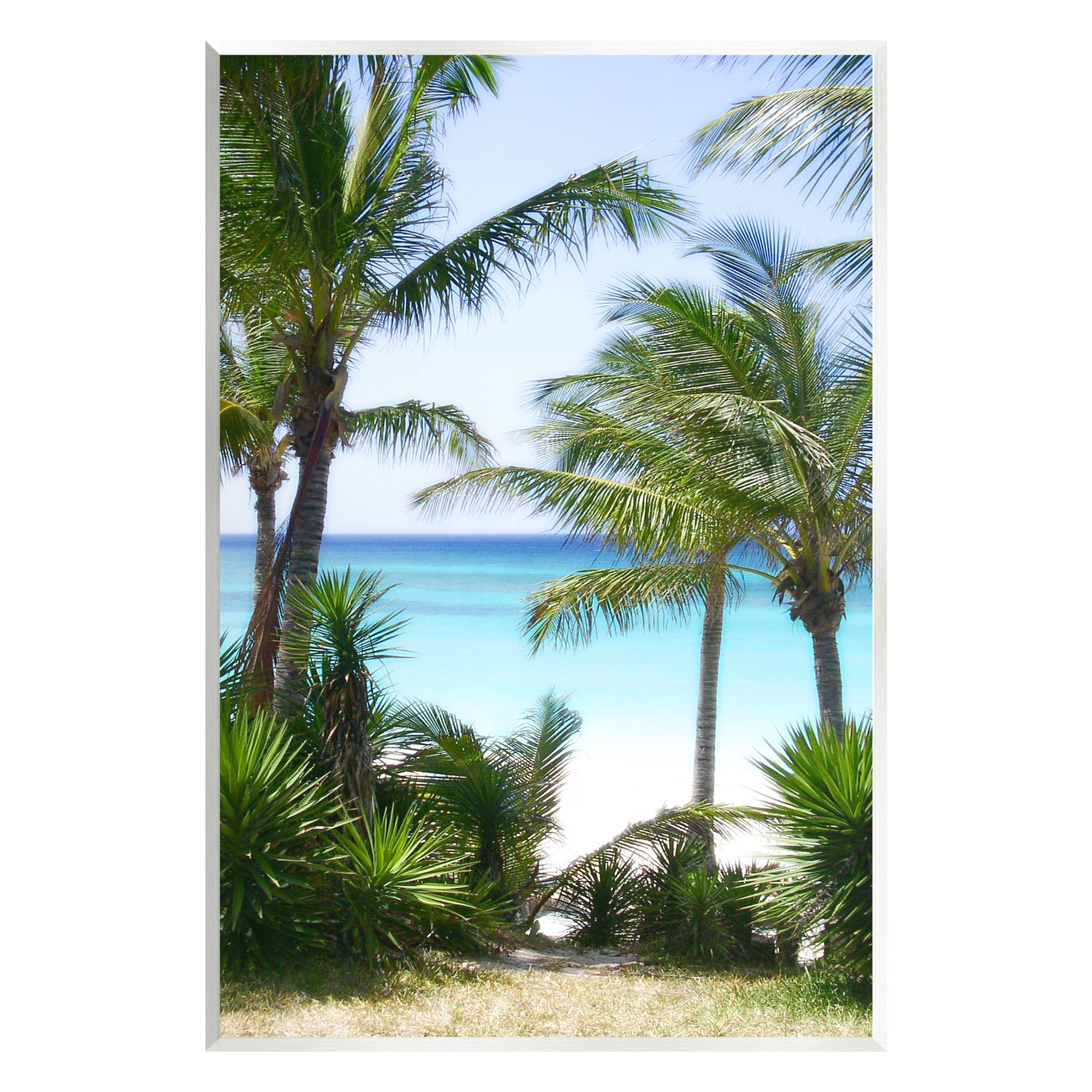 Stupell Industries Palm Trees Near Beach Nature Photography Unframed Art Print Wall Art, 13 x 19