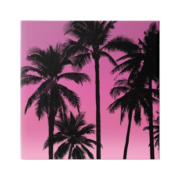 Stupell Industries Palm Trees & Pink Sky Botanical & Floral Painting Gallery Wrapped Canvas Art Print Wall Art, 30 x 30