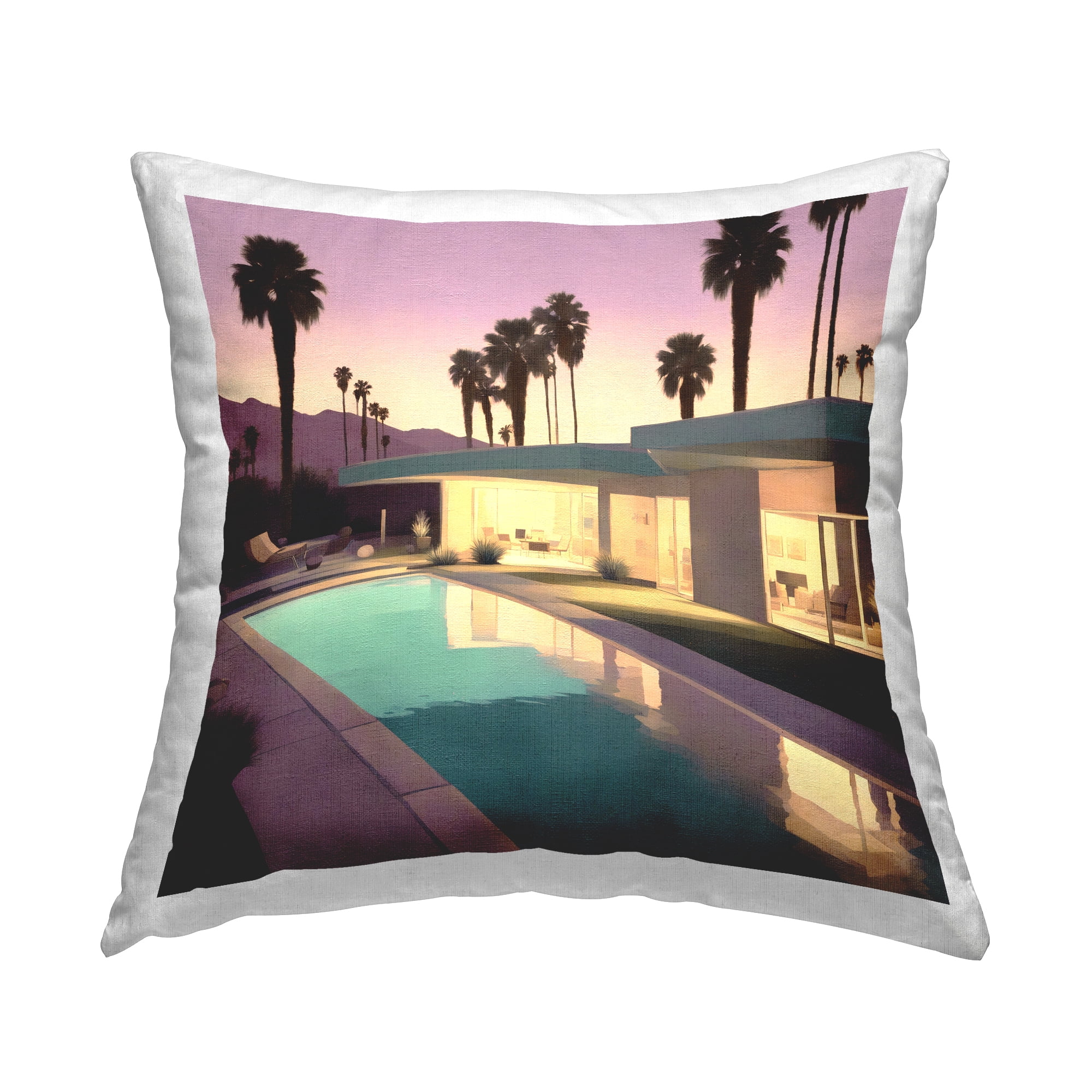 Stupell Industries Palm Trees & Pool Villa Decorative Printed Throw Pillow Design by Noah Bay.