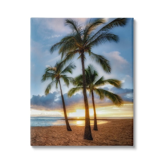 Stupell Industries Palm Trees Tropical Beach Cove Coastal Photography Gallery Wrapped Canvas Print Wall Art