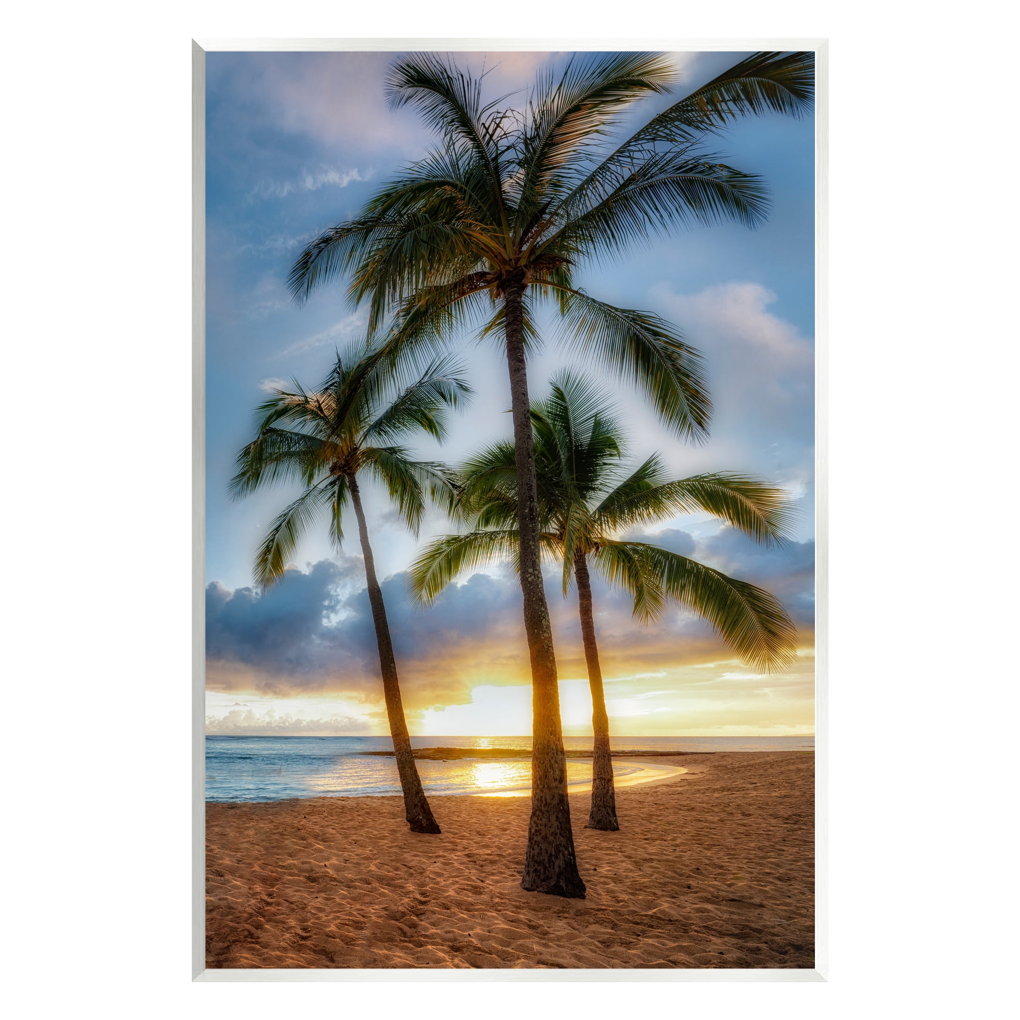 Stupell Industries Palm Trees Tropical Beach Cove Coastal Photography Unframed Art Print Wall Art