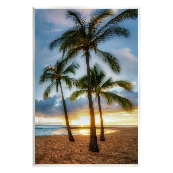 Stupell Industries Palm Trees Tropical Beach Cove Coastal Photography Unframed Art Print Wall Art