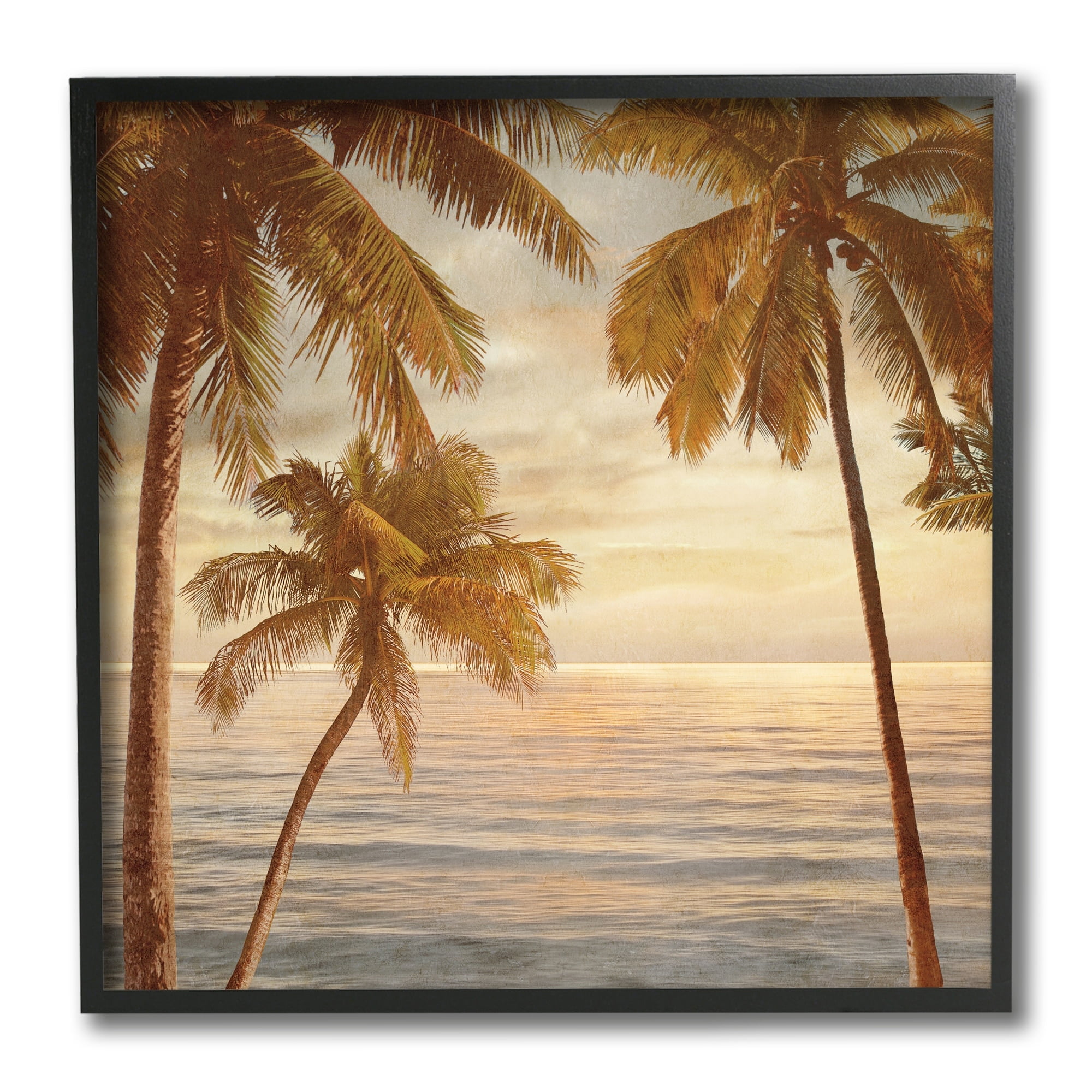 Stupell Industries Palm Trees by Ocean Nautical Sunset Sky,12 x 12,Designed by John Seba