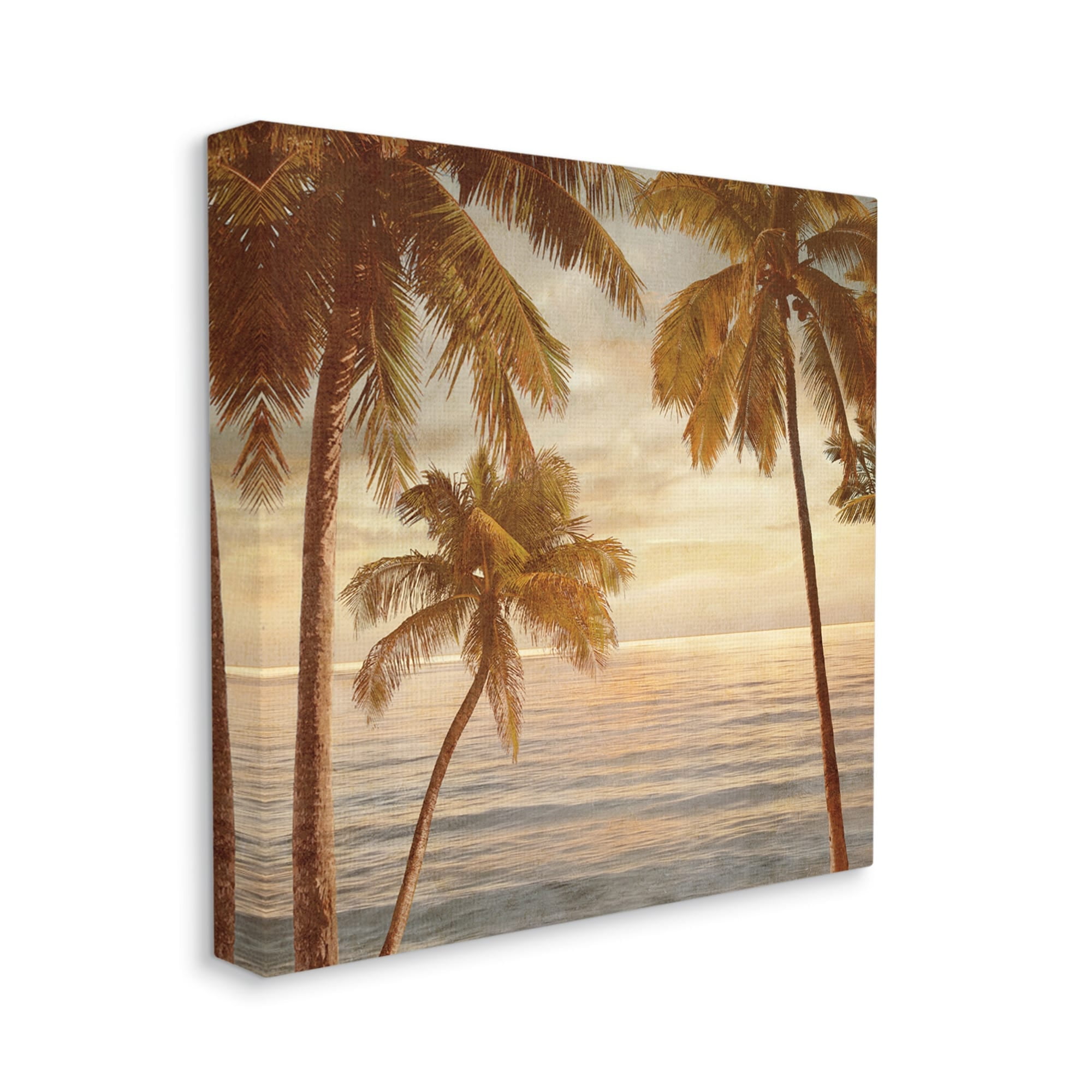 Stupell Industries Palm Trees by Ocean Nautical Sunset Sky,30 x 30,Designed by John Seba