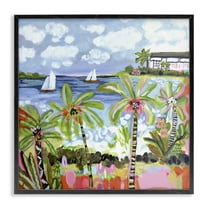 Stupell Industries Palm Trees in Bright Sun Black Framed Giclee Art design by Karen Fields, 12 x 12