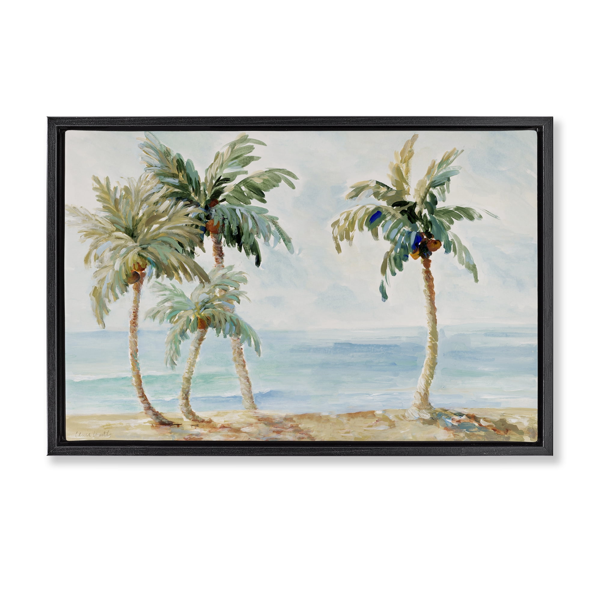 Stupell Industries Palm Trees in Paradise Black Framed Floater Canvas Wall Art, design by Lanie Loreth