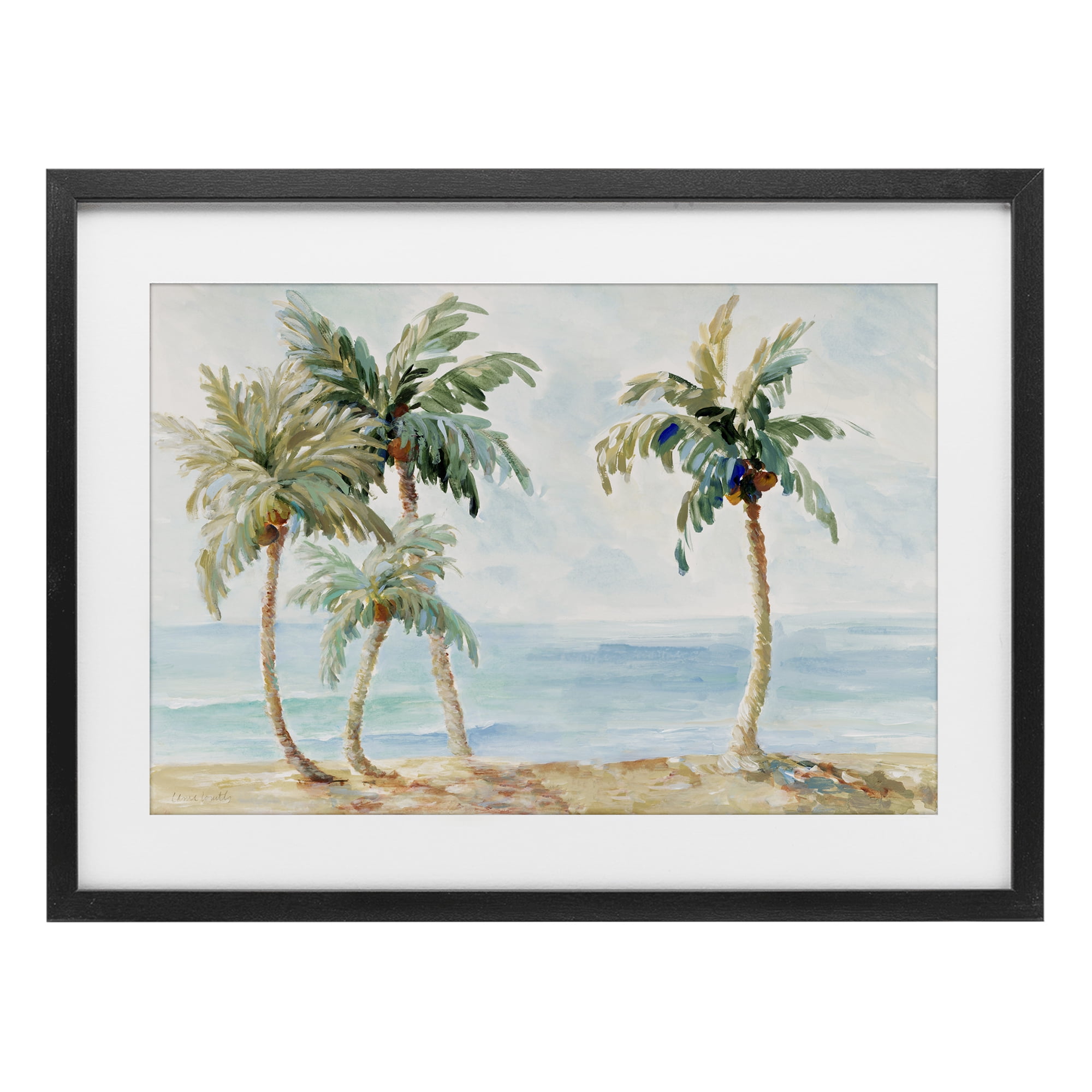 Stupell Industries Palm Trees in Paradise Black Framed Print Under Glass, design by Lanie Loreth