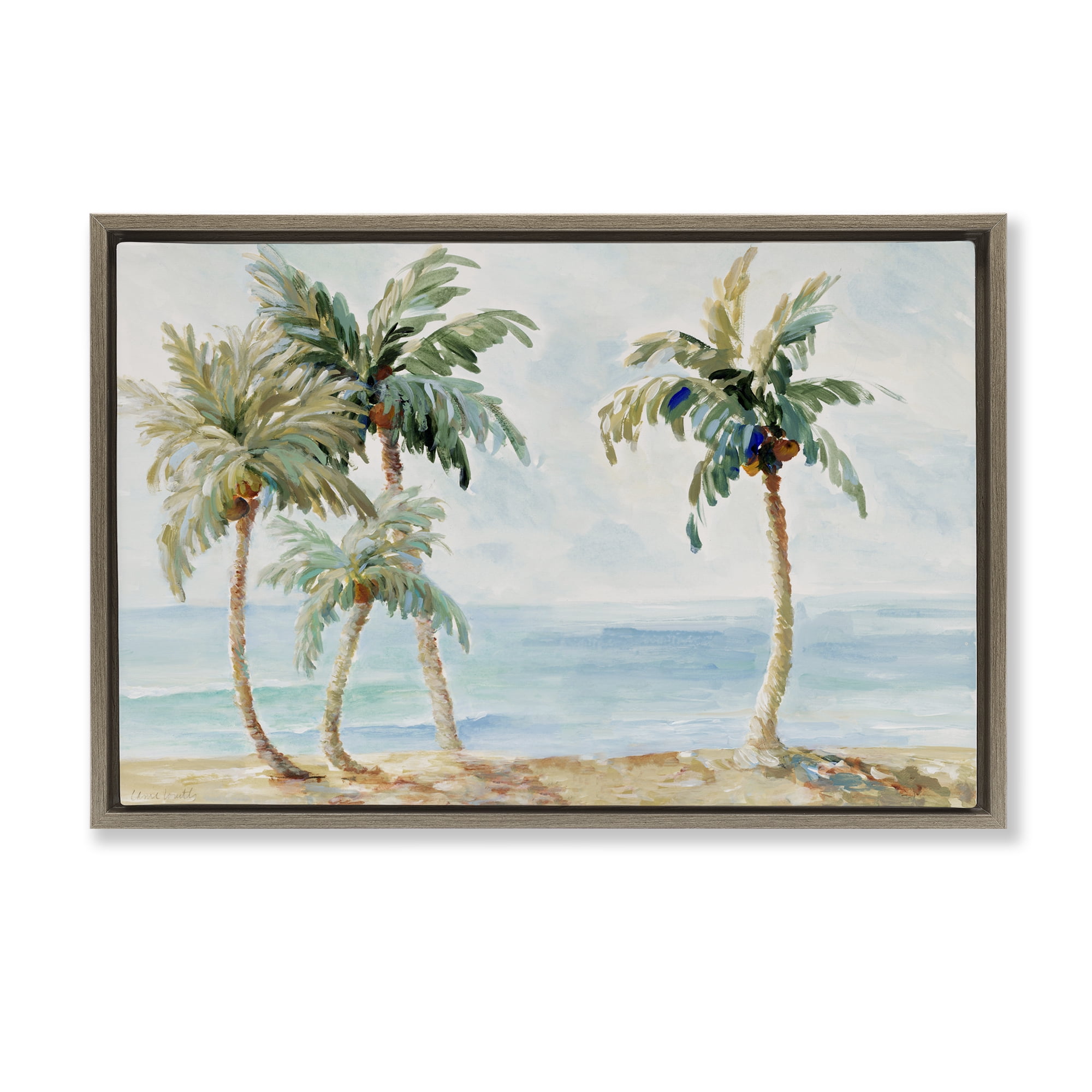 Stupell Industries Palm Trees in Paradise Brown Framed Floater Canvas Wall Art, design by Lanie Loreth