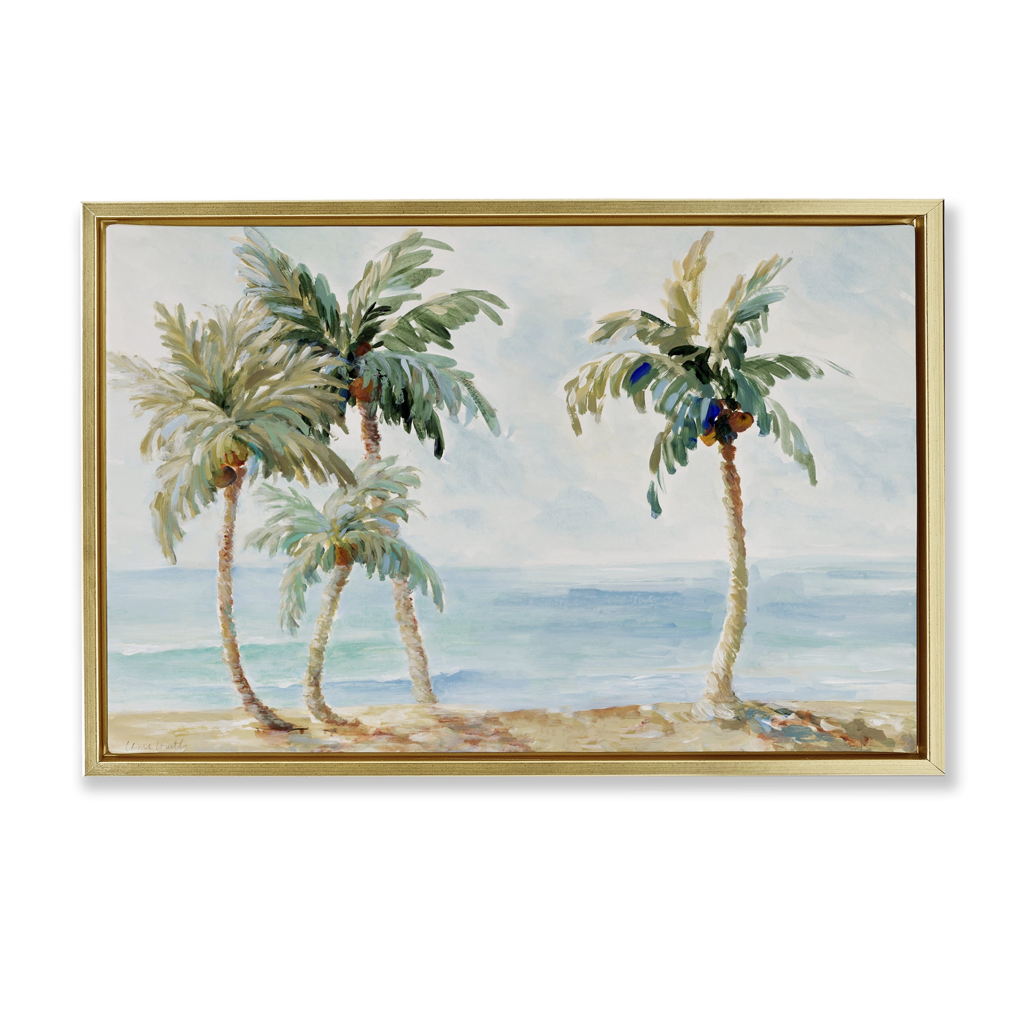 Stupell Industries Palm Trees in Paradise Gold Framed Floater Canvas Wall Art, design by Lanie Loreth