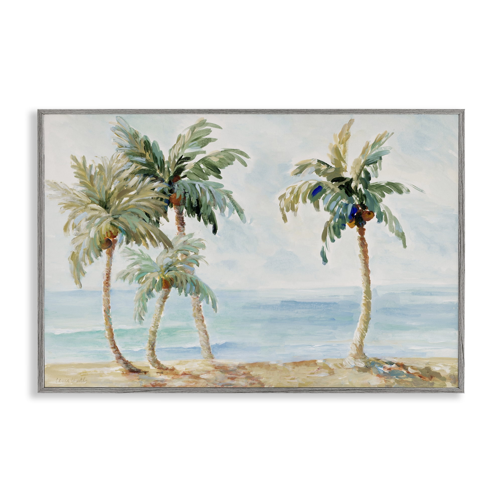 Stupell Industries Palm Trees in Paradise Gray Framed Giclee Art, design by Lanie Loreth