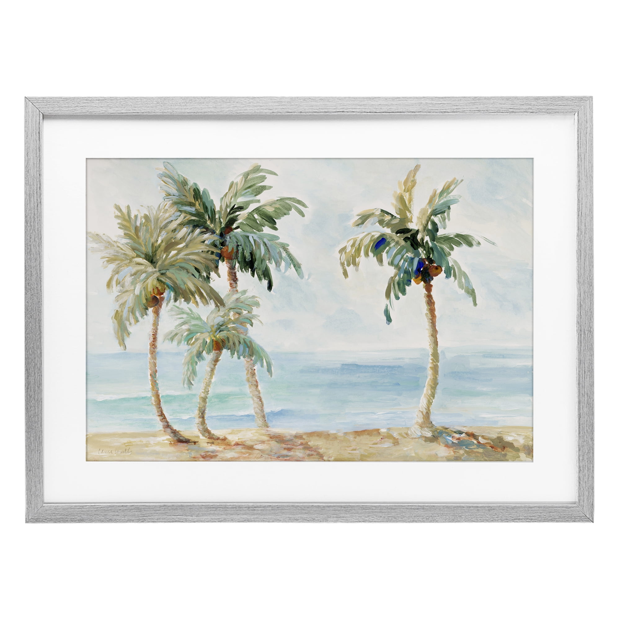 Stupell Industries Palm Trees in Paradise Gray Framed Print Under Glass, design by Lanie Loreth