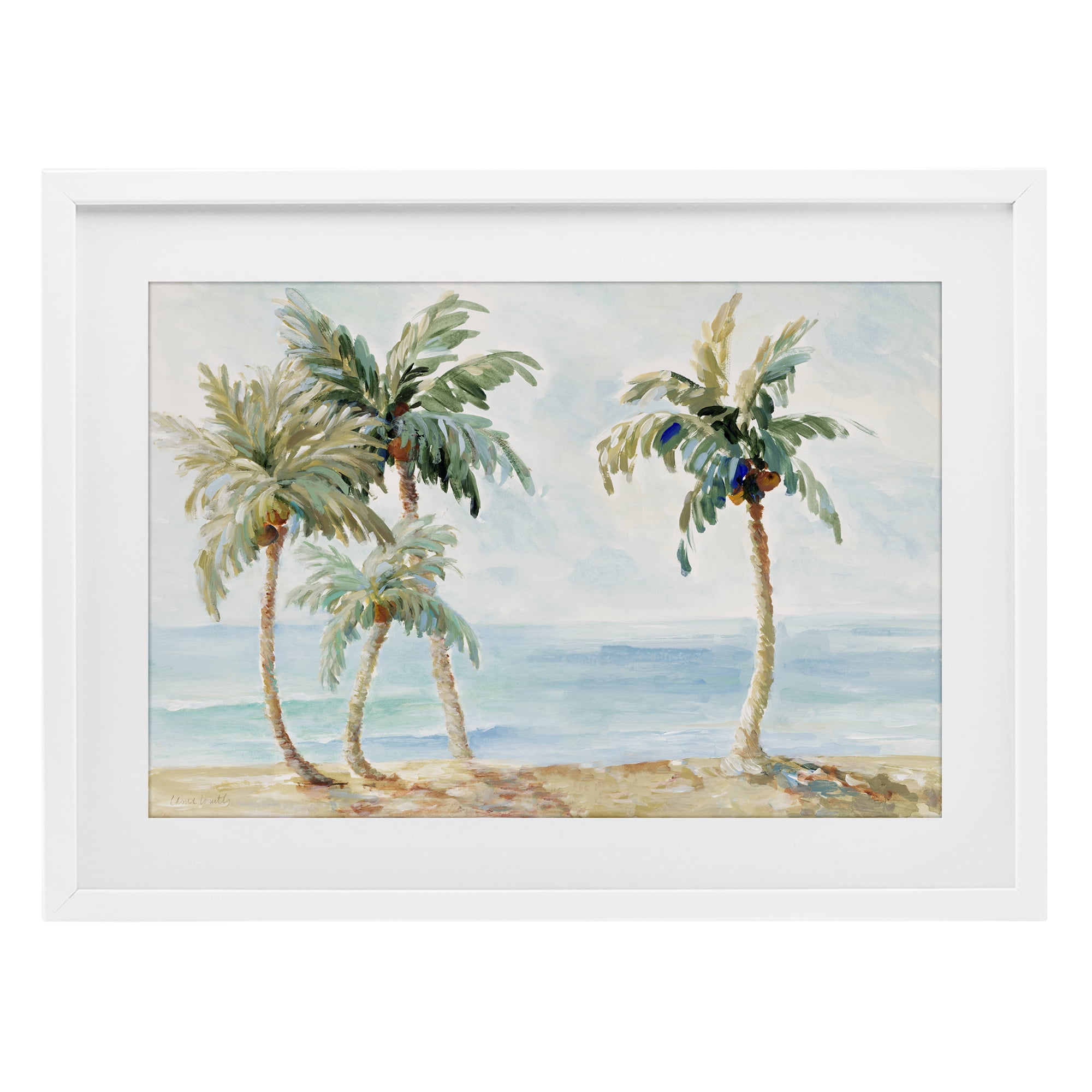 Stupell Industries Palm Trees in Paradise White Framed Print Under Glass, design by Lanie Loreth