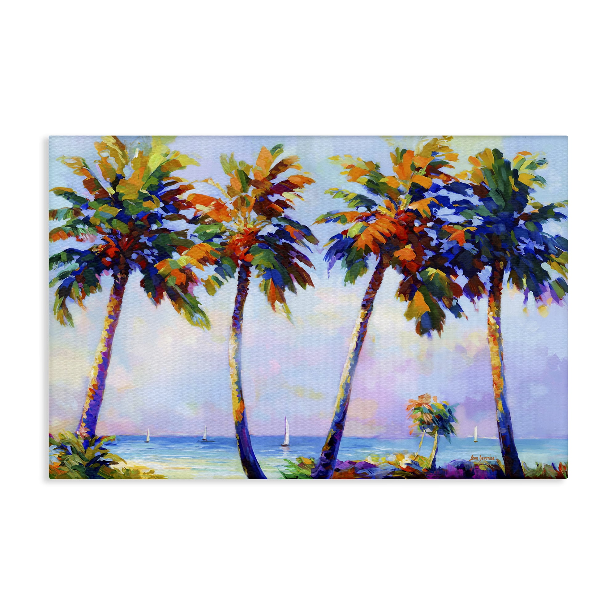 Stupell Industries Palm Trees in Sun Warmth Landscape Painting Gallery Wrapped Canvas Art Print Wall Art, 30 x 20
