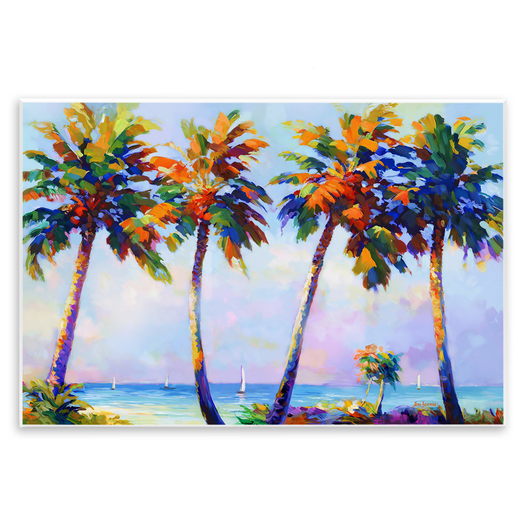 Stupell Industries Palm Trees in Sun Warmth Landscape Painting Unframed Art Print Wall Art, 19 x 13