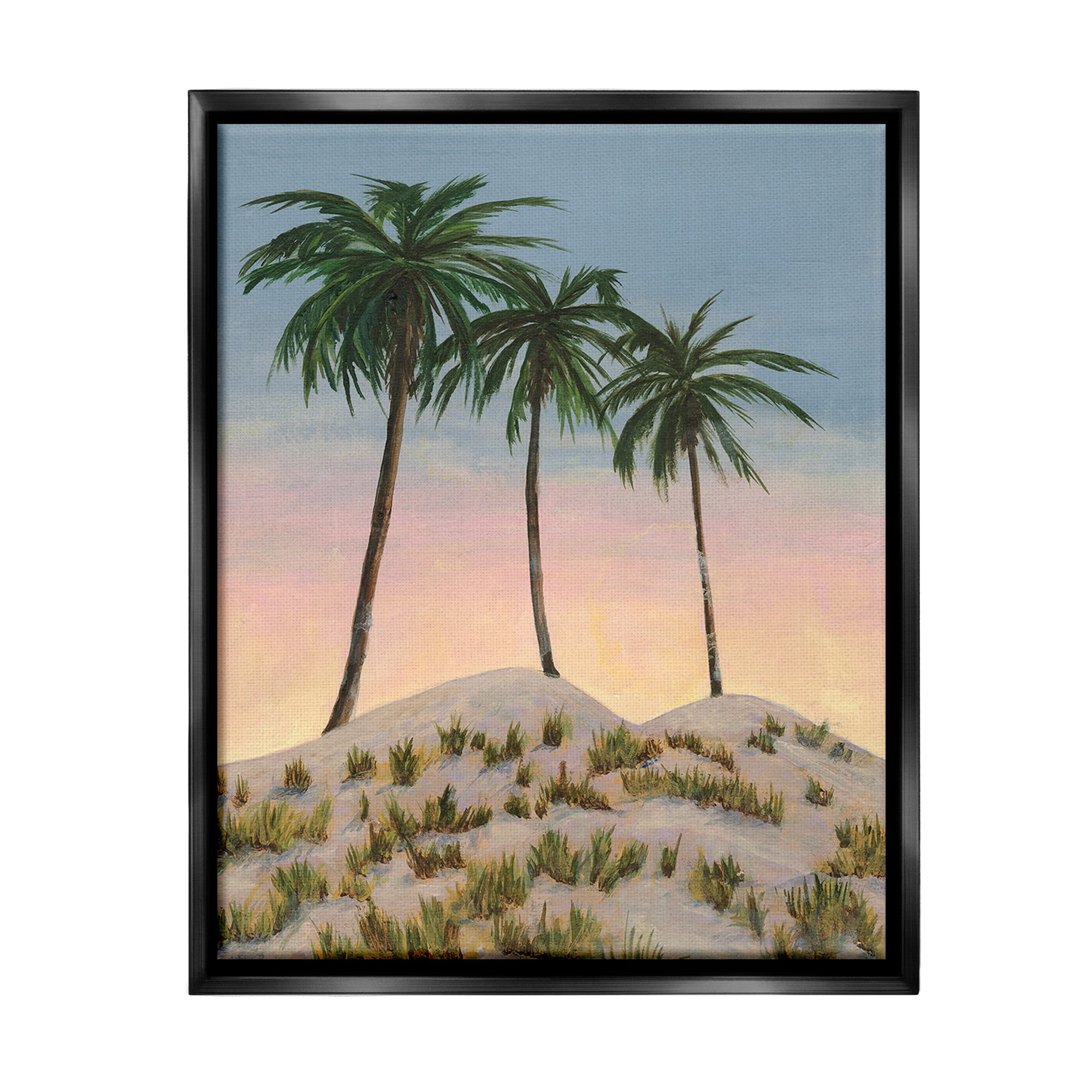 Stupell Industries Palm Trees on Hill Landscape Painting Black Floater Framed Canvas Art Print Wall Art, 25 x 31