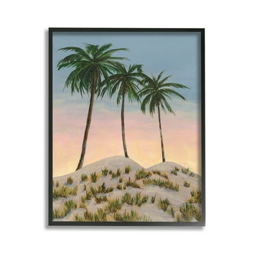 Stupell Industries Palm Trees on Hill Landscape Painting Black Framed Art Print Wall Art, 11 x 14
