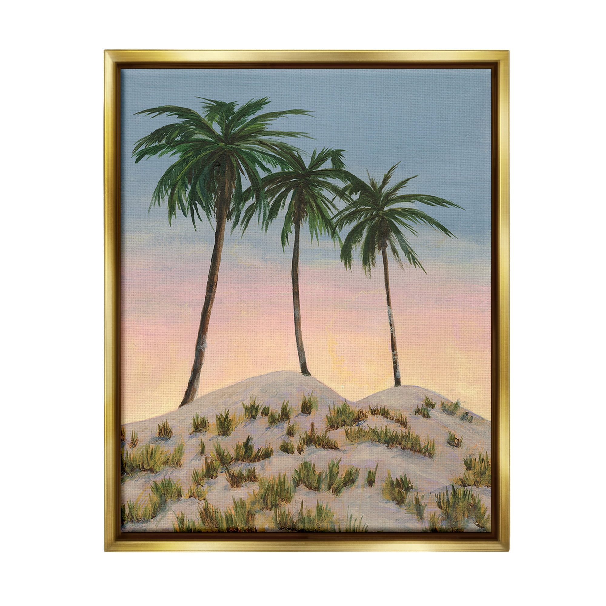 Gold Framed Palm Trees Landscape Canvas Print, 17 x 21