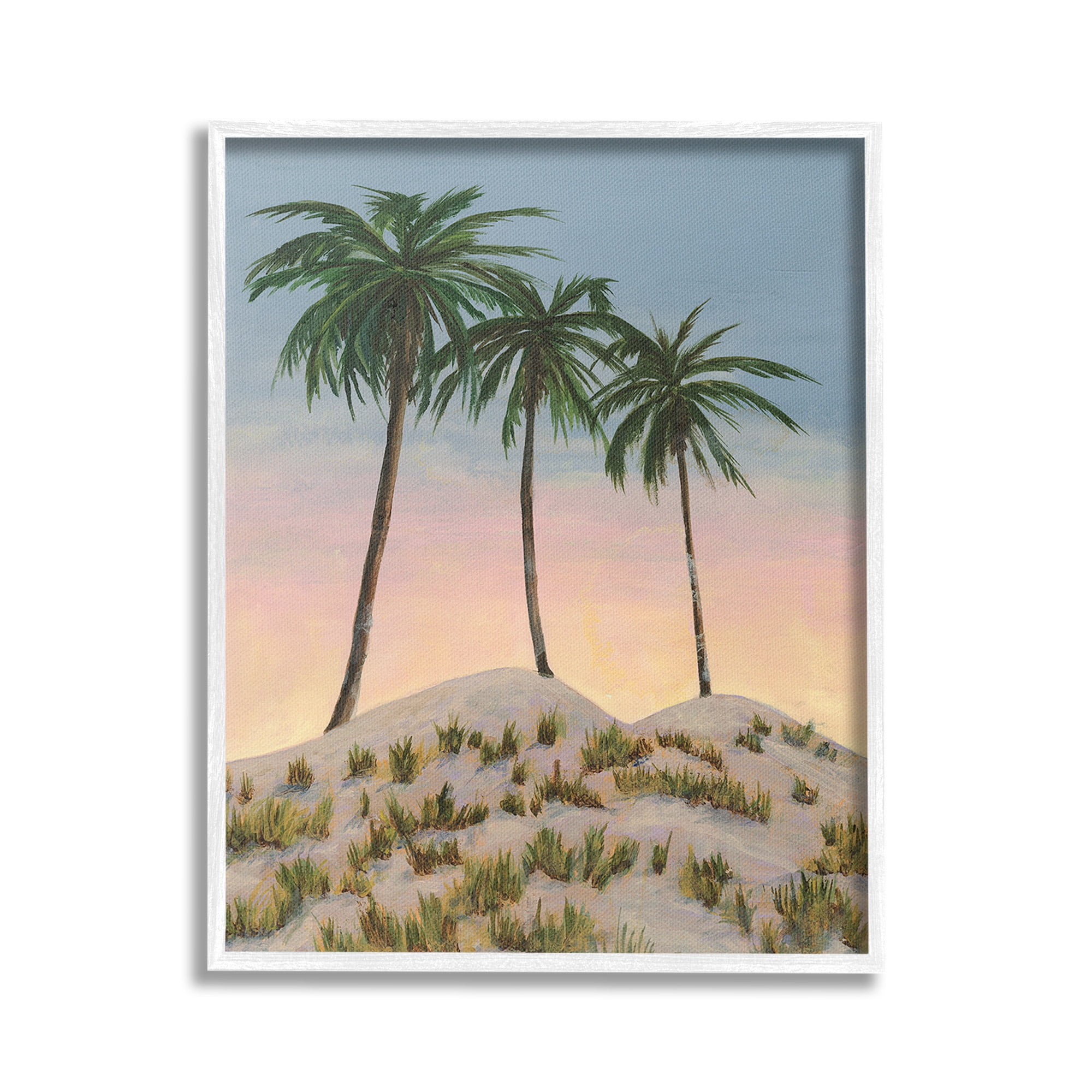 Stupell Industries Palm Trees on Hill Landscape Painting White Framed Art Print Wall Art, 24 x 30