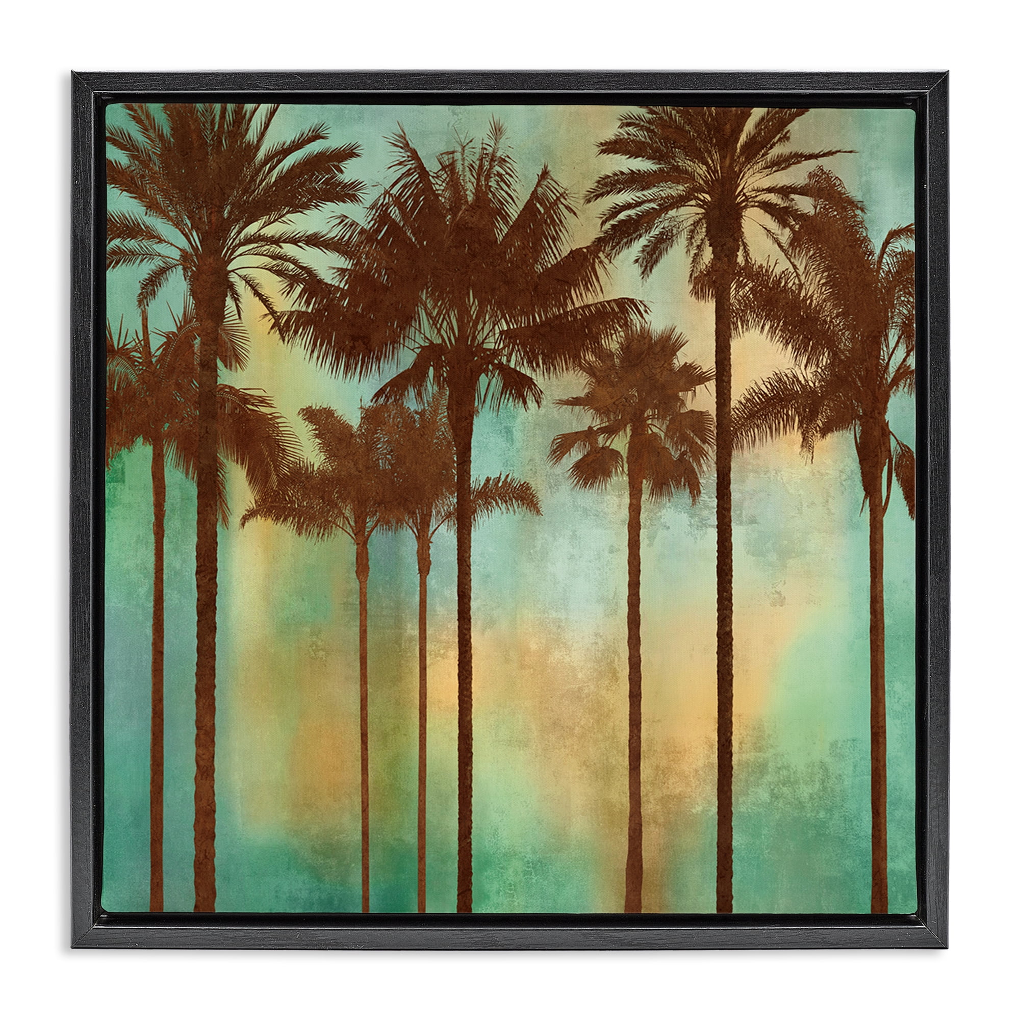 Stupell Industries Palm Trees over Gradient Landscape & Nature Painting Black Floater Framed Canvas Art Print Wall Art, 25 x 25