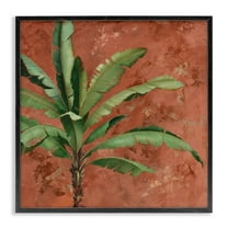 Stupell Industries Palm on Muted Red Botanical & Floral Painting Black Framed Art Print Wall Art, 12 x 12