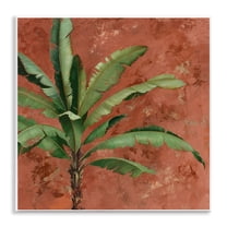 Stupell Industries Palm on Muted Red Botanical & Floral Painting Unframed Art Print Wall Art, 12 x 12