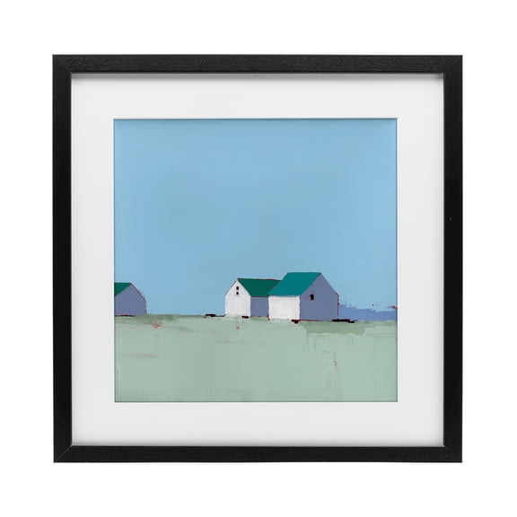 Stupell Industries Palmer Farm in Muted Blues Black Framed Print Under Glass design by Ruth LaGue, 13 x 13