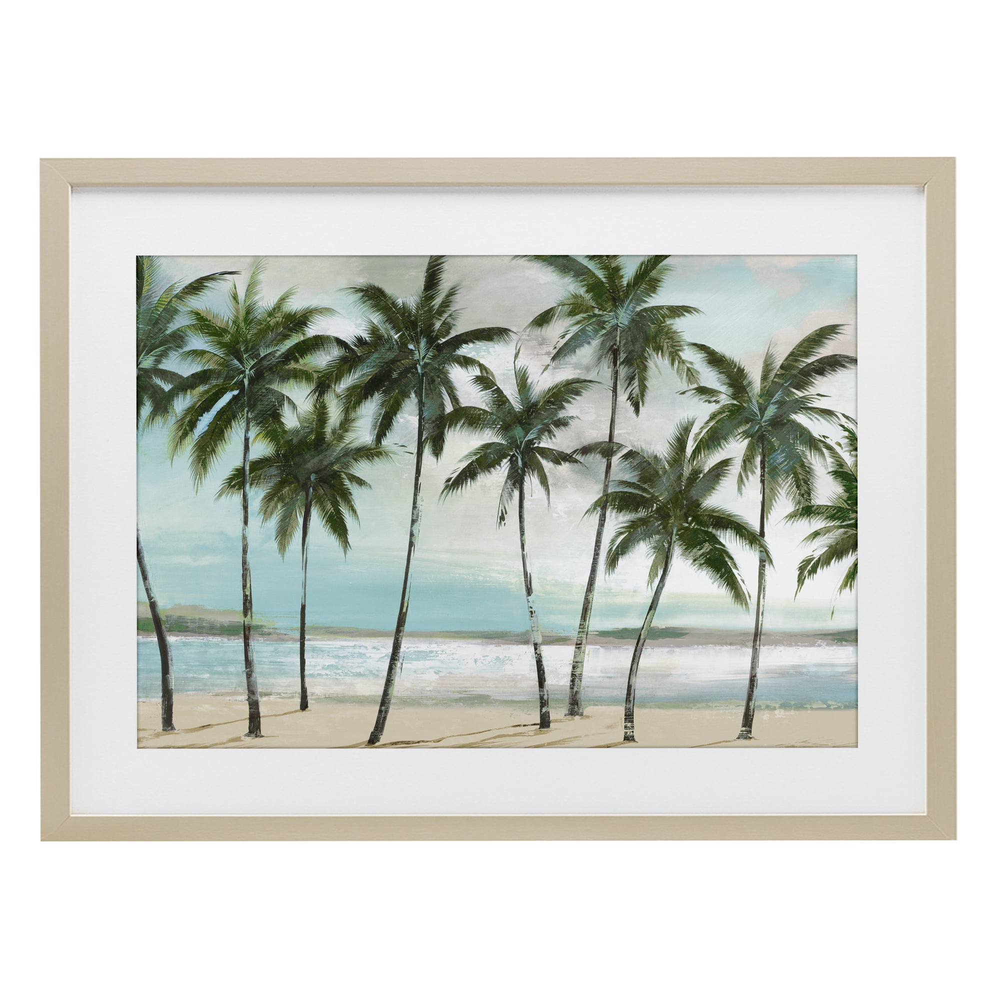 Stupell Industries Palms in A Row Coastal Birch Framed Print Under Glass, design by Lorenzo Collective