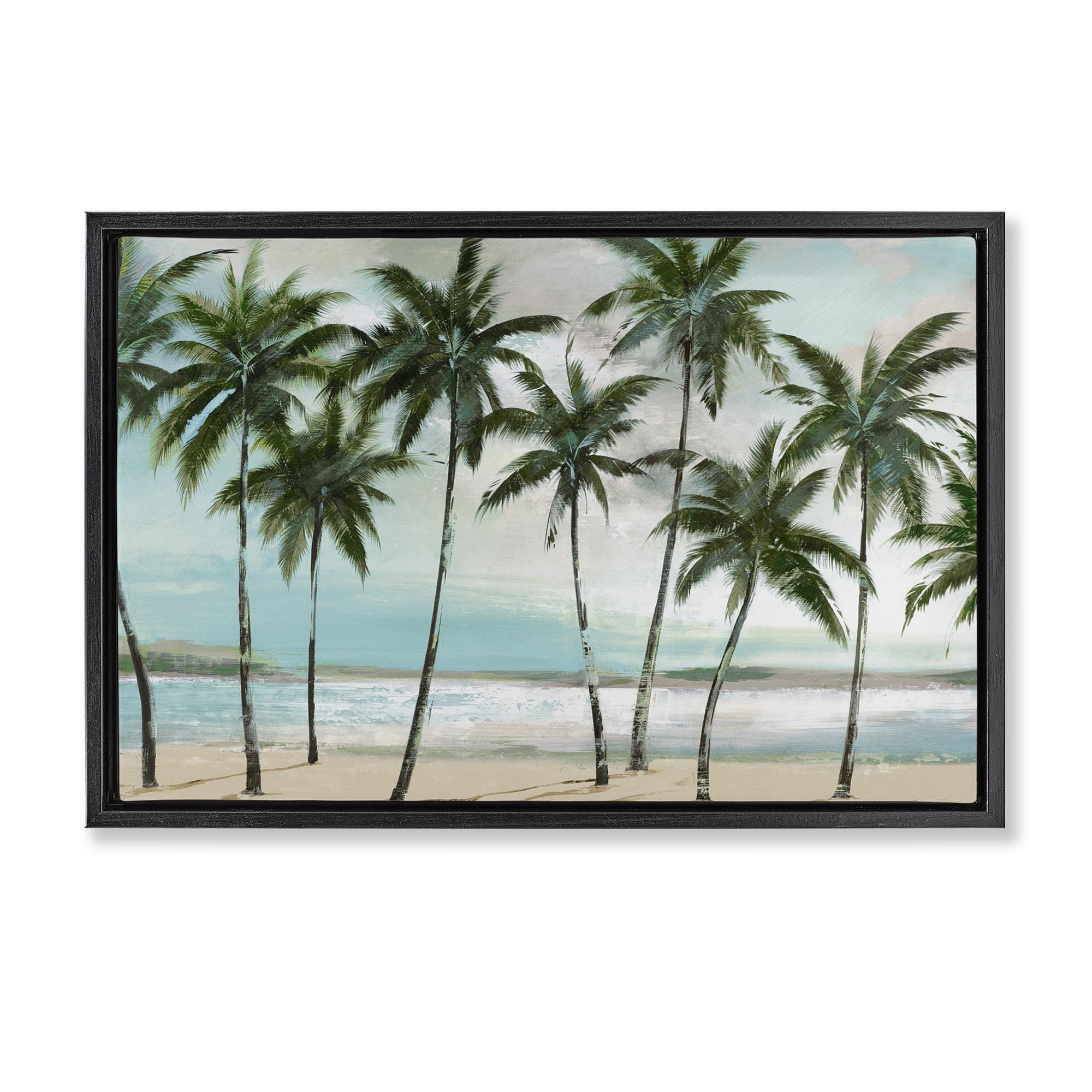 Stupell Industries Palms in A Row Coastal Black Framed Floater Canvas Wall Art, design by Lorenzo Collective