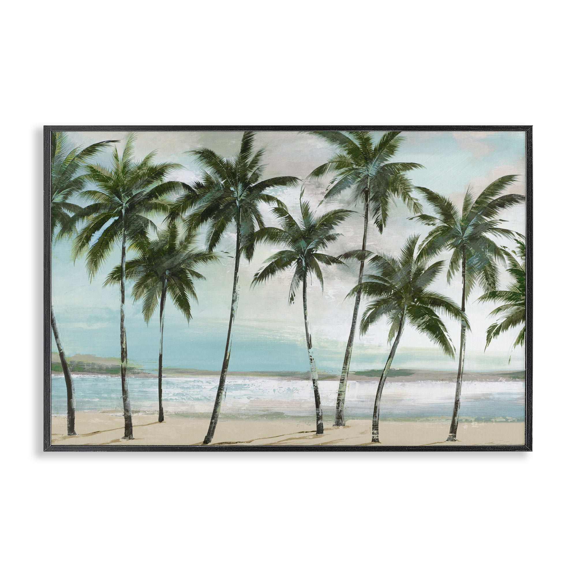 Stupell Industries Palms in A Row Coastal Black Framed Giclee Art, design by Lorenzo Collective