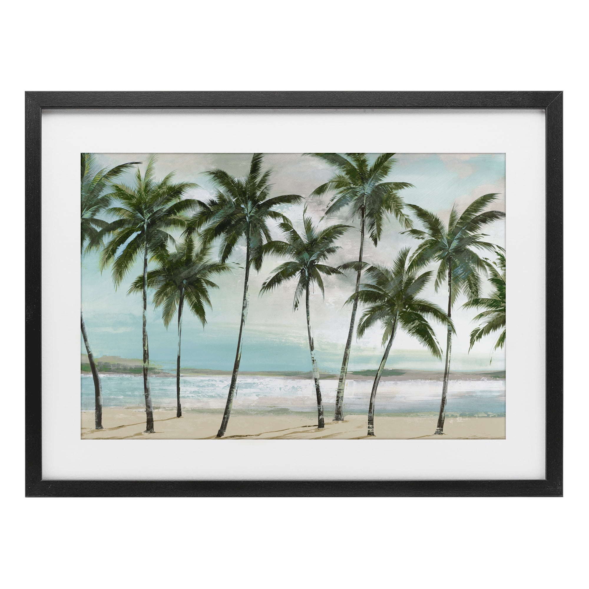 Stupell Industries Palms in A Row Coastal Black Framed Print Under Glass, design by Lorenzo Collective