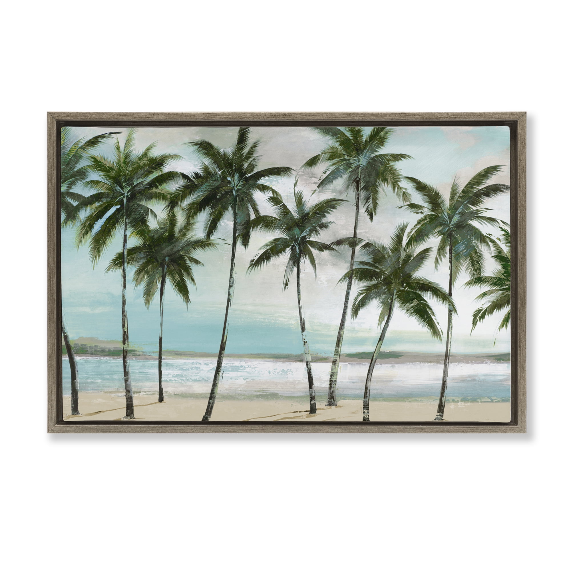 Stupell Industries Palms in A Row Coastal Brown Framed Floater Canvas Wall Art, design by Lorenzo Collective