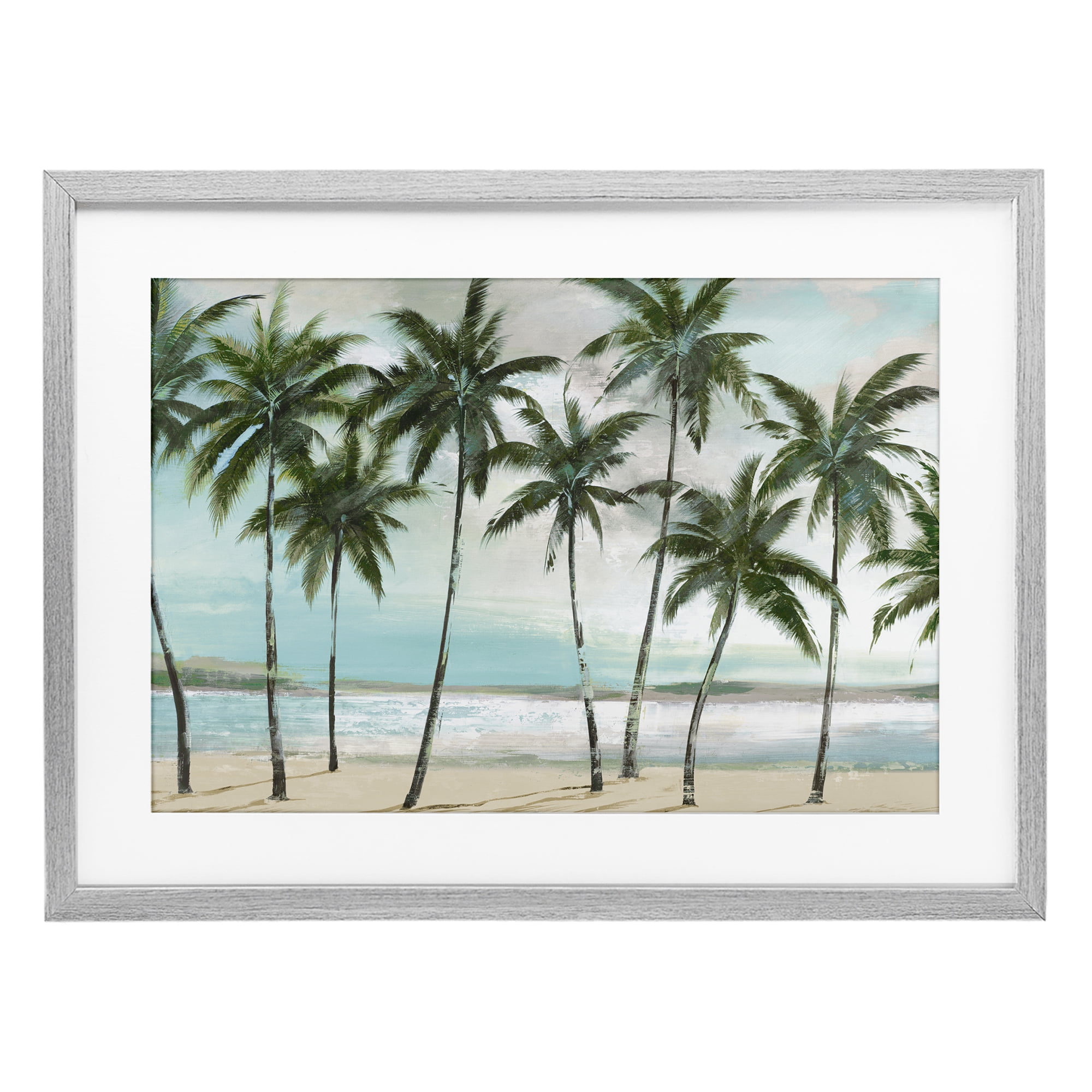Stupell Industries Palms in A Row Coastal Gray Framed Print Under Glass, design by Lorenzo Collective
