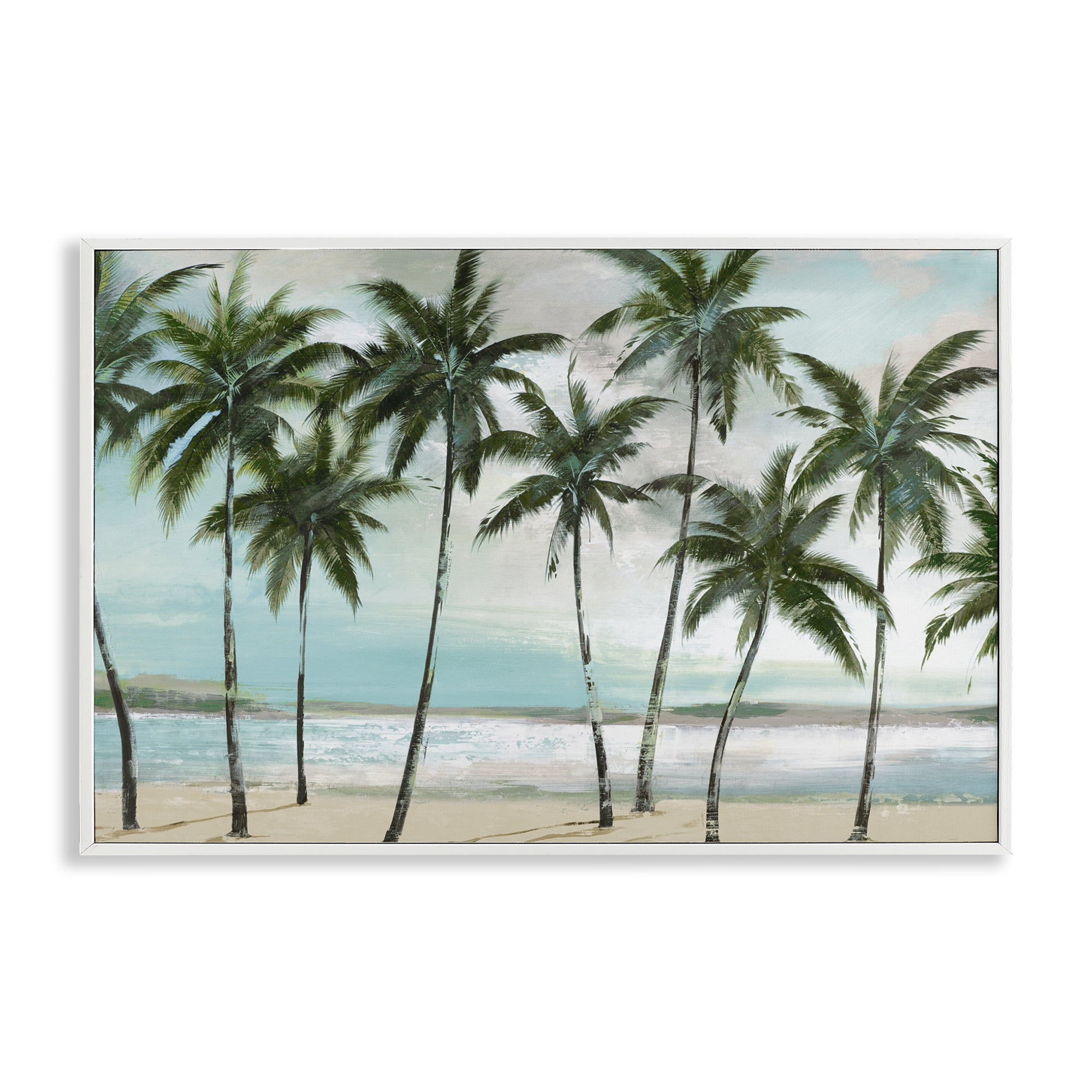 Stupell Industries Palms in A Row Coastal White Framed Giclee Art, design by Lorenzo Collective