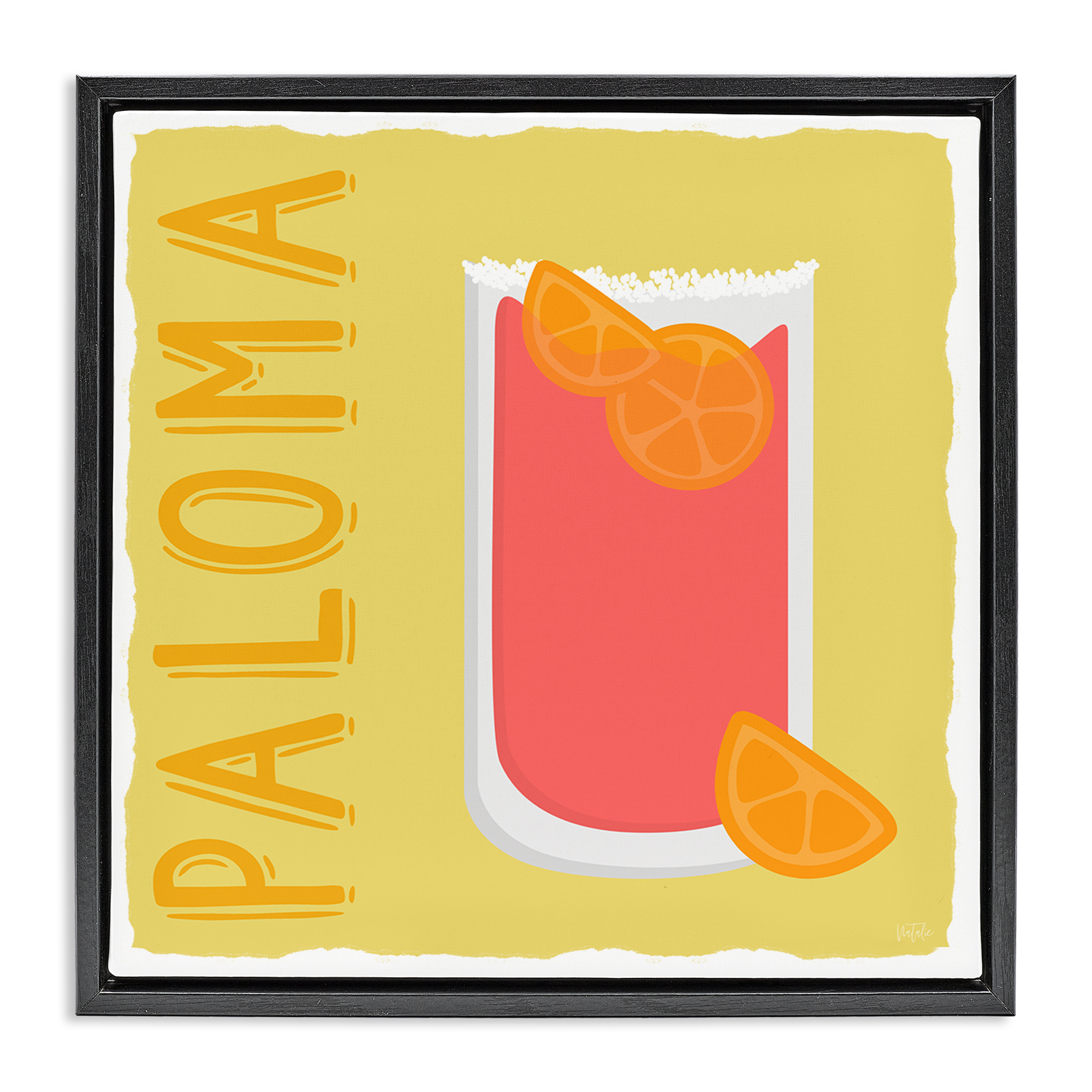 Stupell Industries Paloma Cocktail Drink Food & Beverage Painting Black Floater Framed Canvas Art Print Wall Art, 18 x 18
