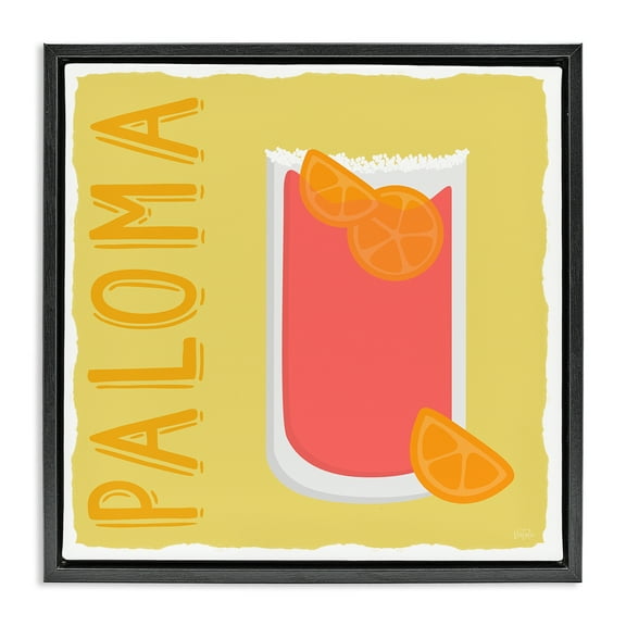 Stupell Industries Paloma Cocktail Drink Food & Beverage Painting Black Floater Framed Canvas Art Print Wall Art, 18 x 18