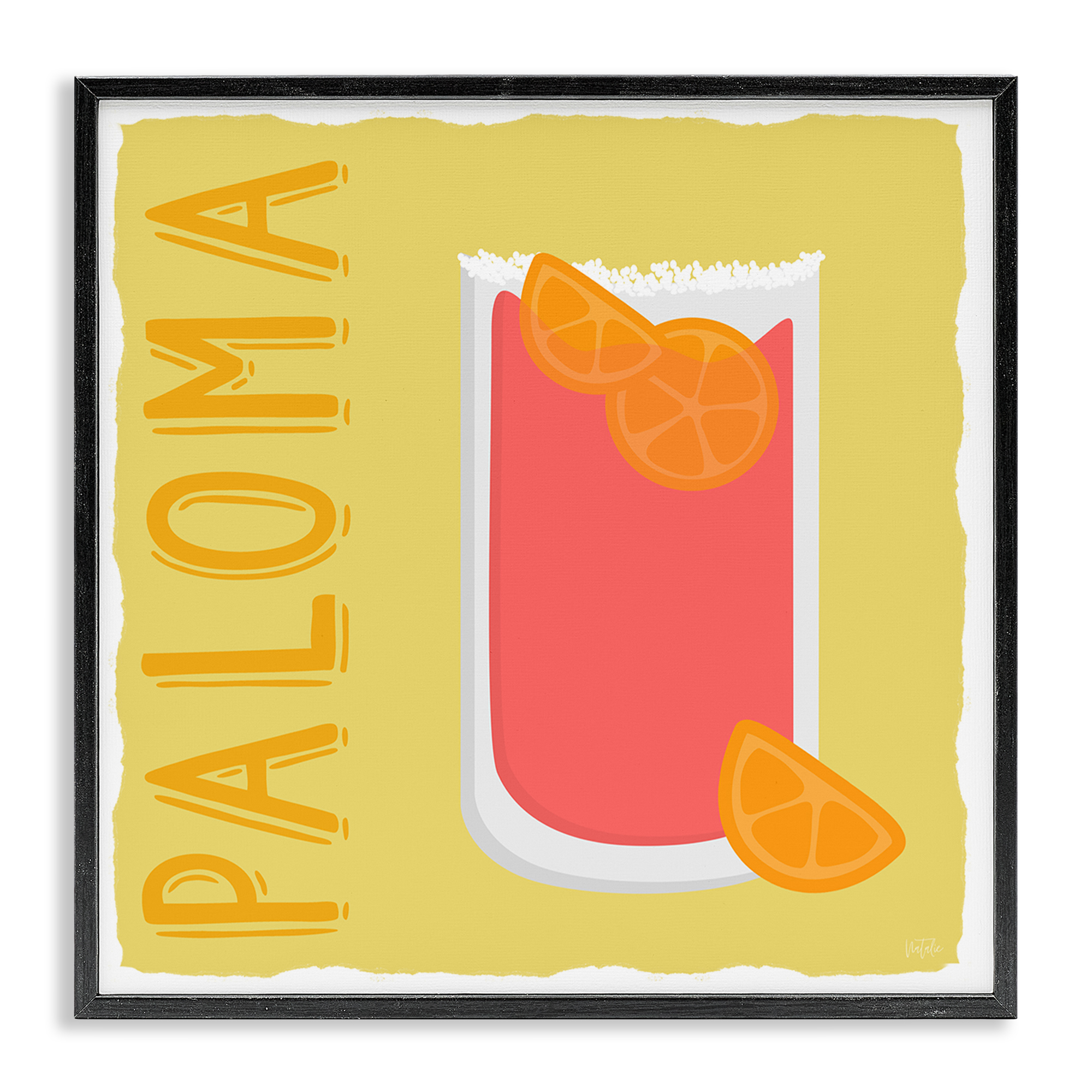 Stupell Industries Paloma Cocktail Drink Food & Beverage Painting Black Framed Art Print Wall Art, 24 x 24