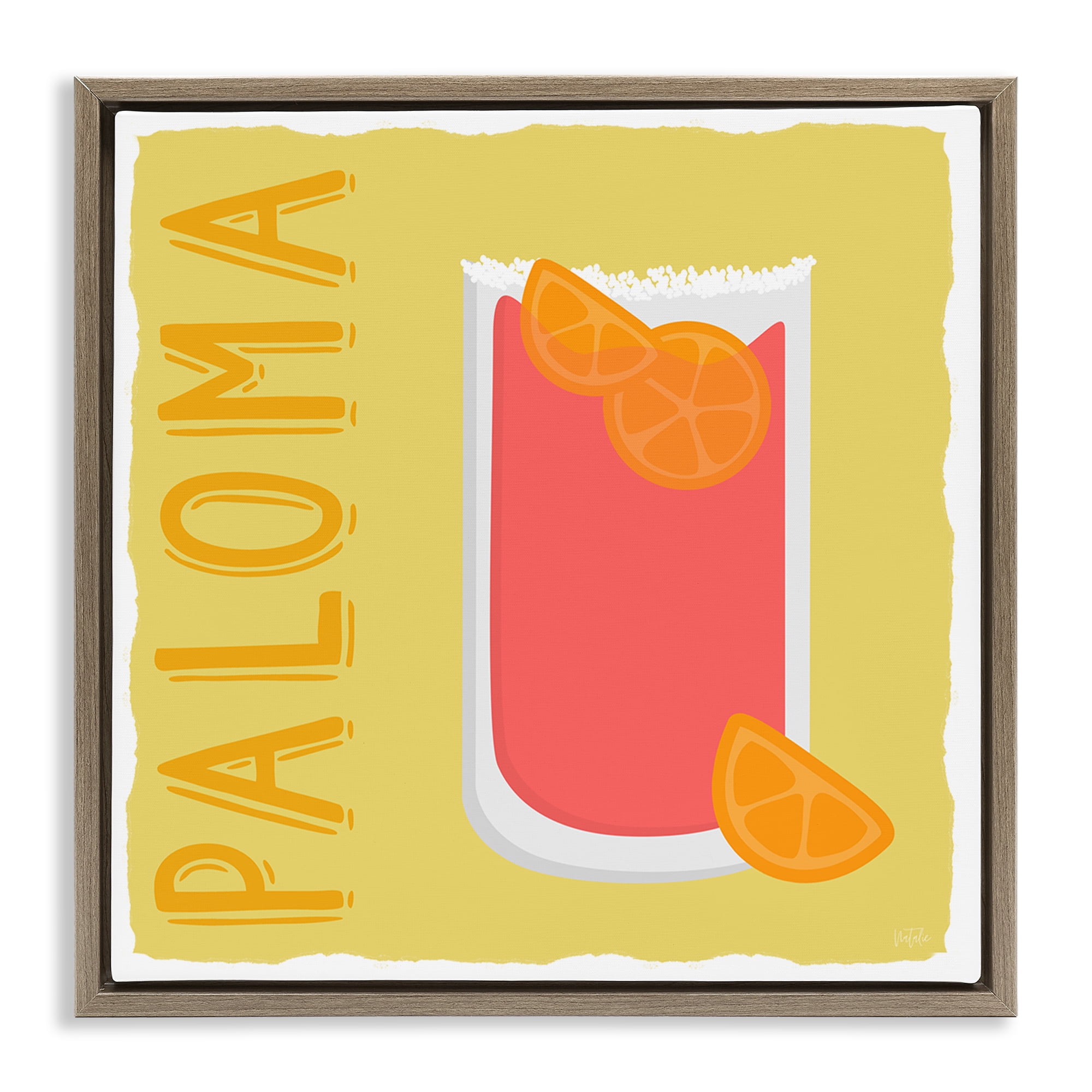 Stupell Industries Paloma Cocktail Drink Food & Beverage Painting Brown Floater Framed Canvas Art Print Wall Art, 18 x 18