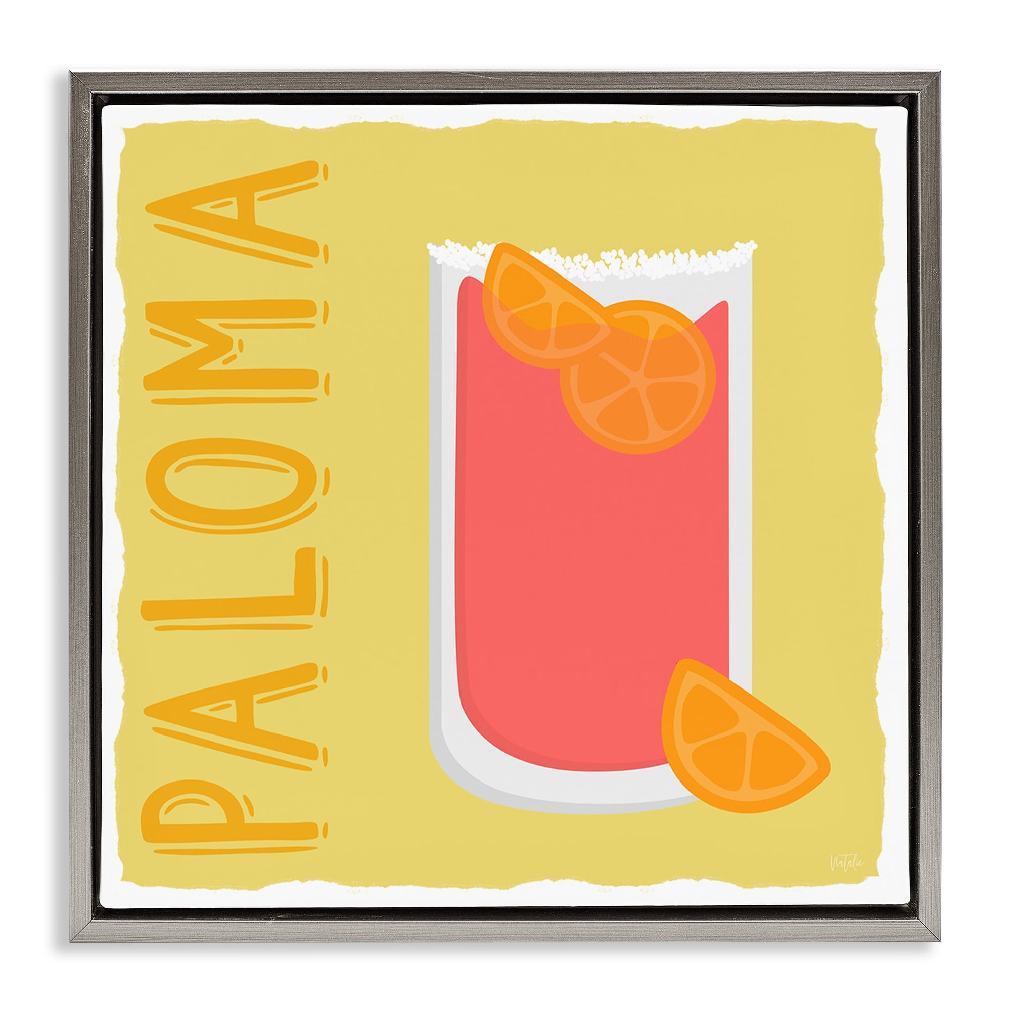Stupell Industries Paloma Cocktail Drink Food & Beverage Painting Gray Floater Framed Canvas Art Print Wall Art, 25 x 25