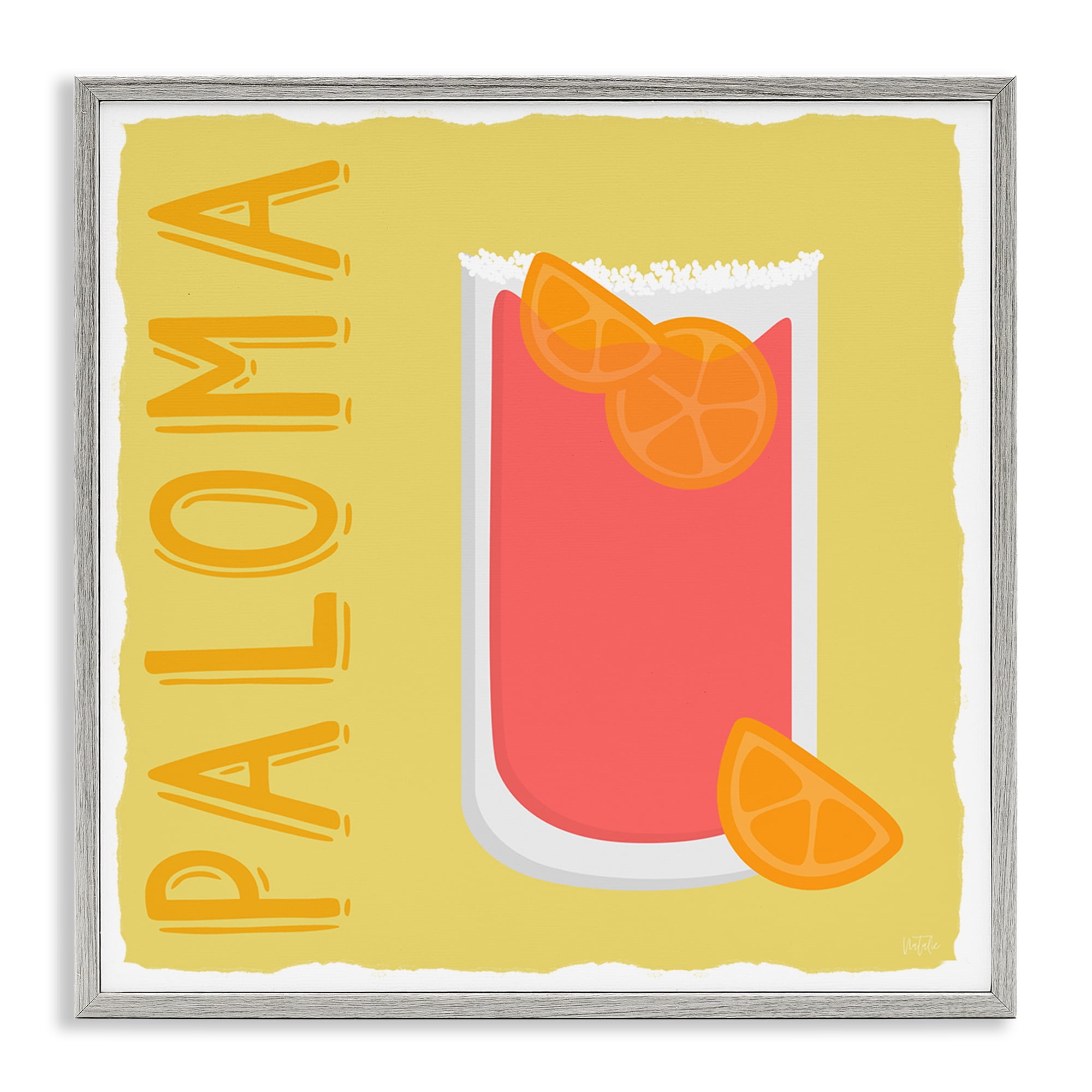 Stupell Industries Paloma Cocktail Drink Food & Beverage Painting Gray Framed Art Print Wall Art, 17 x 17