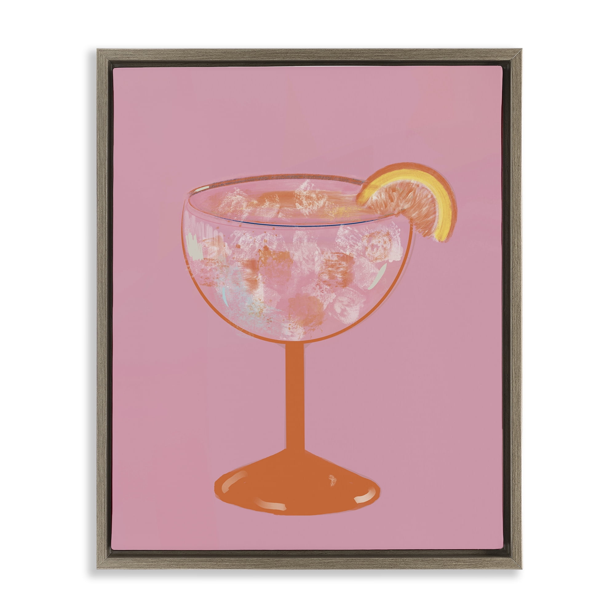 Stupell Industries Paloma Glass over Pink Brown Framed Floater Canvas Wall Art, design by Robin Maria